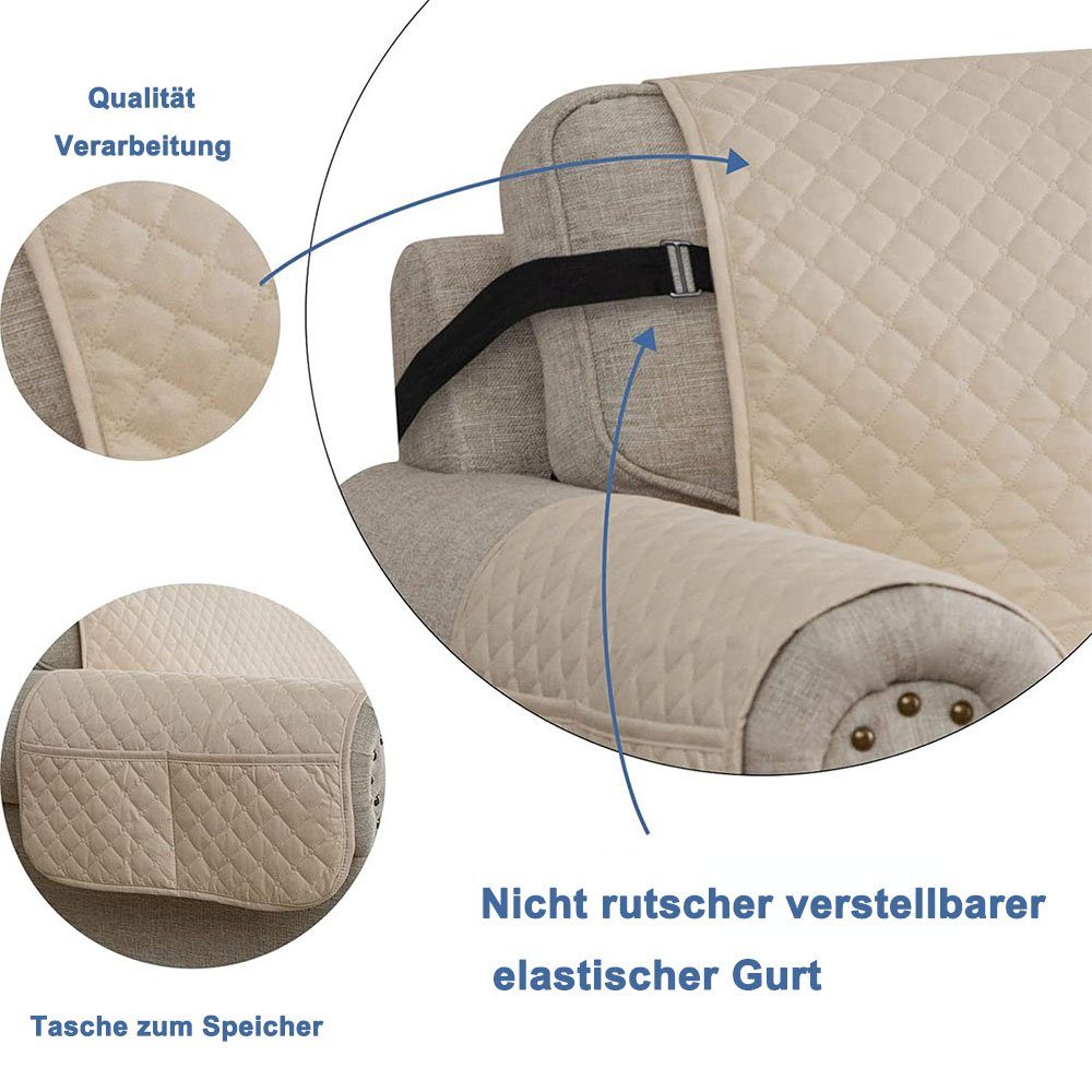 CTGtree waschbar, superweich Sesselbezug Sofahusse gesteppter Khaki Wasserdicht