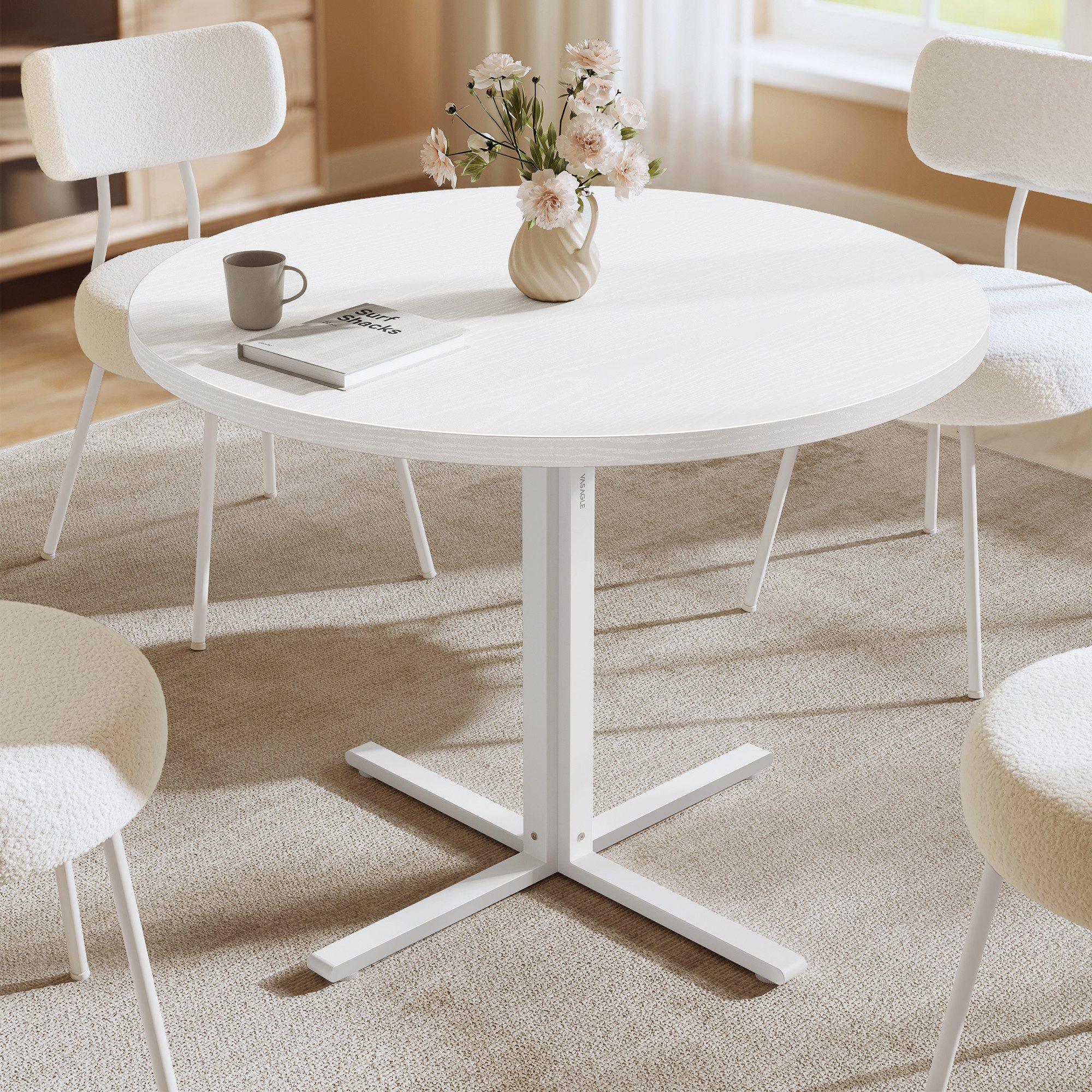 VASAGLE Esstisch, Esstisch rund, Esszimmertisch,Landhausstil,Wasserresisten günstig online kaufen