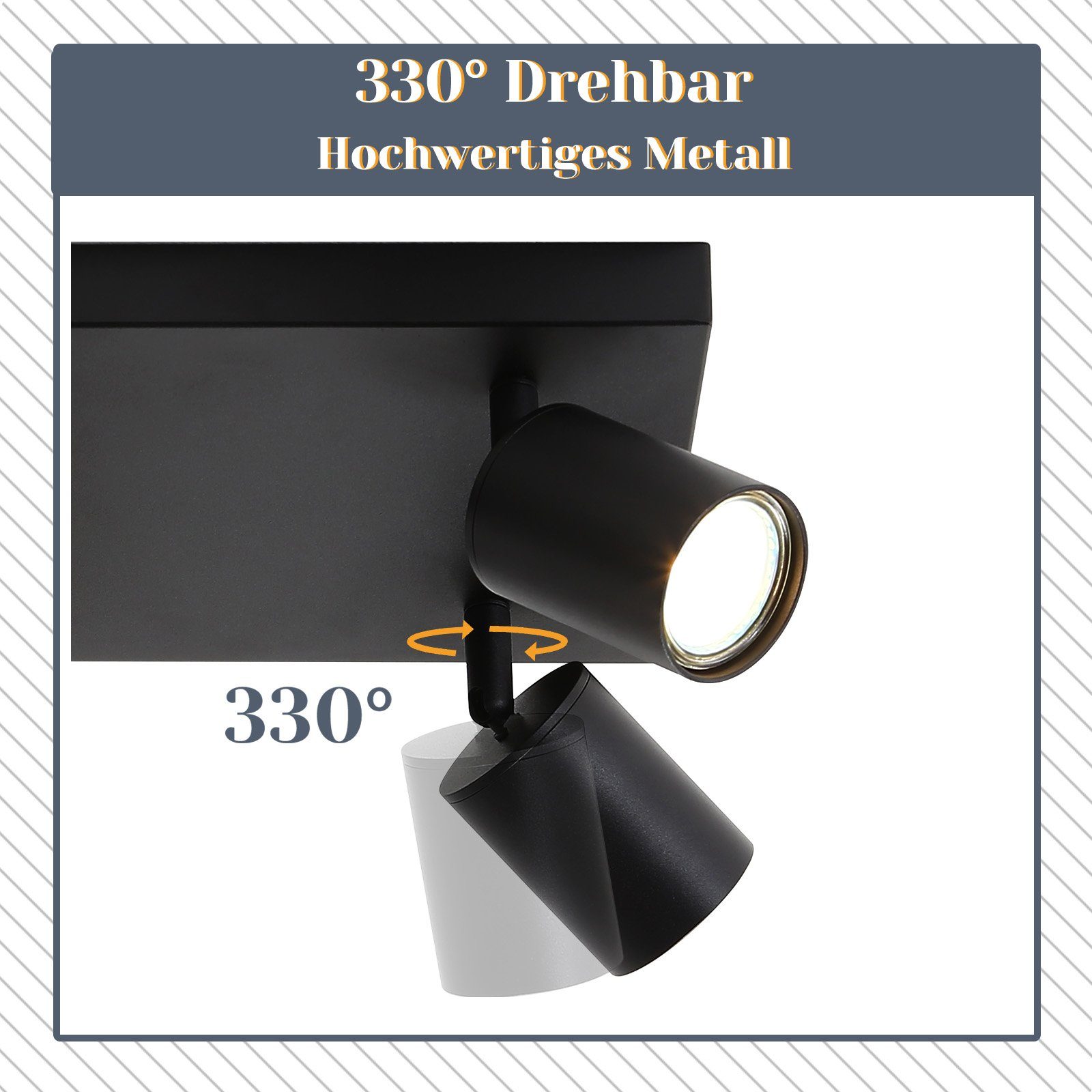 ZMH LED Deckenstrahler 6 Flammig Modern GU10 Spots 330° Schwenkbar Deckenspots Flur Küche, Hochwertige Matreial, Wandstrahler für Wohnzimmer Schlafzimmer – Bild 5 von 5
