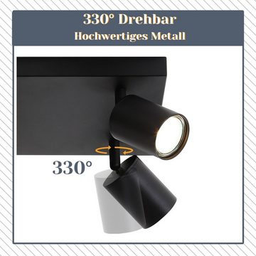 ZMH LED Deckenstrahler 6 Flammig Modern GU10 Spots 330° Schwenkbar Deckenspots Flur Küche, Hochwertige Matreial, LED fest integriert, Wandstrahler für Wohnzimmer Schlafzimmer, Ohne Leuchtmittel, Schwarz