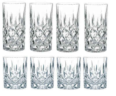 Nachtmann Longdrinkglas Nachtmann Nobelesse Set 4X Whiskybecher + 4X Longdrink Gläser, Kristallglas