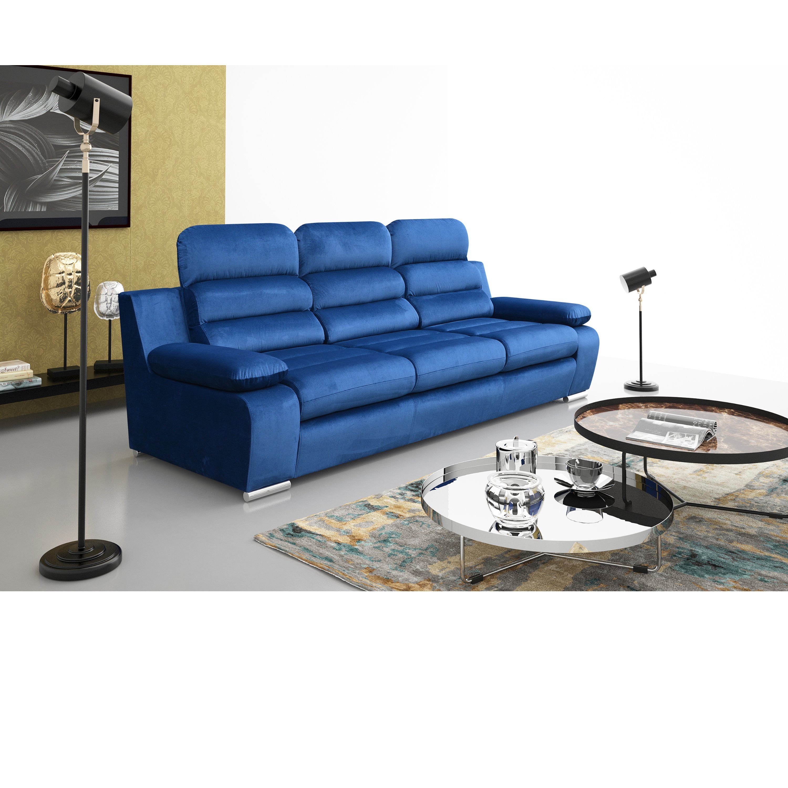 robin Schlafsofa 3-Sitzer Schlafcouch BLUE Amber Sofa mit Schlaffunktion Schlafsofa