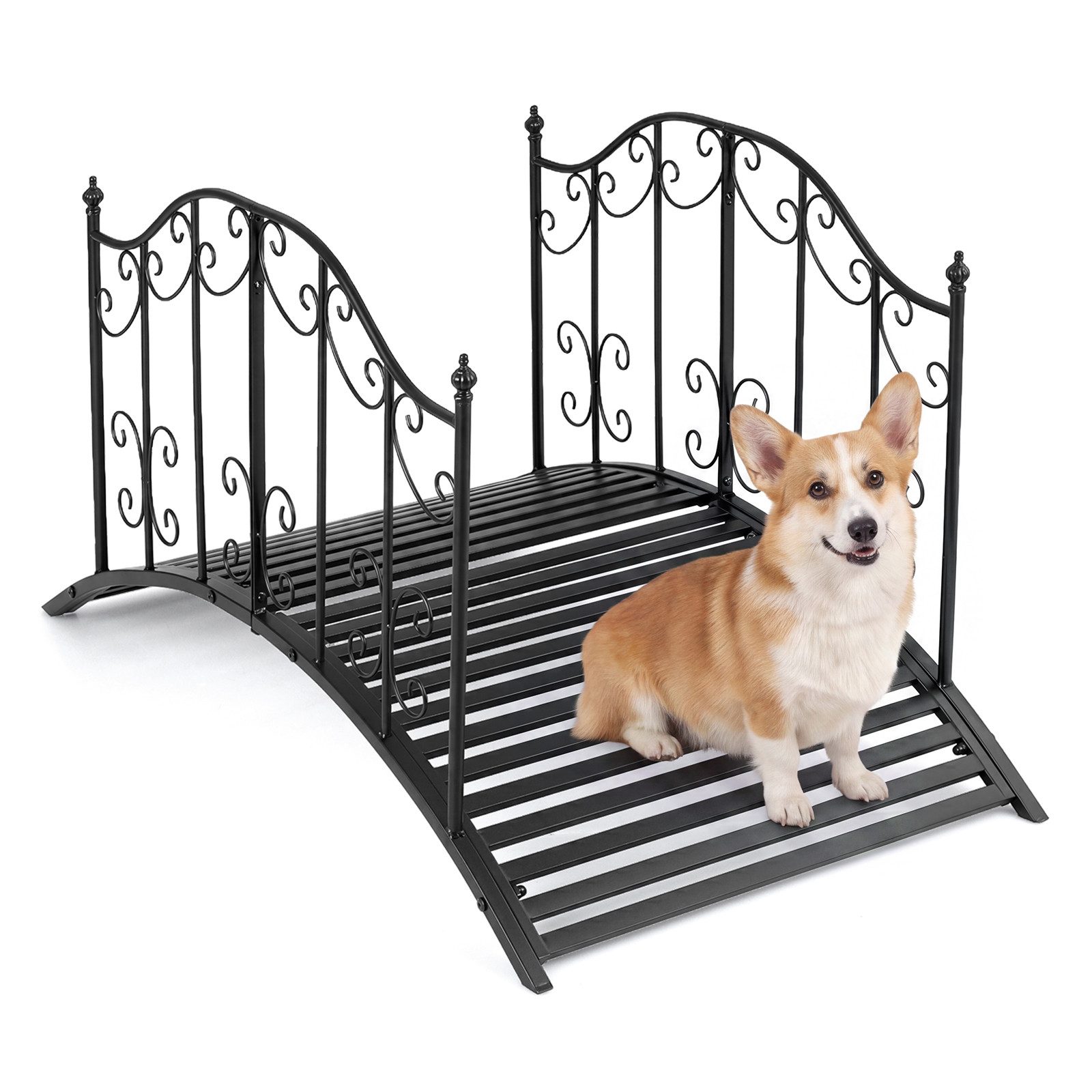 COSTWAY Gartensteg, 50x101.5 cm, Brücke aus Metall, Teichbrücke begehbar