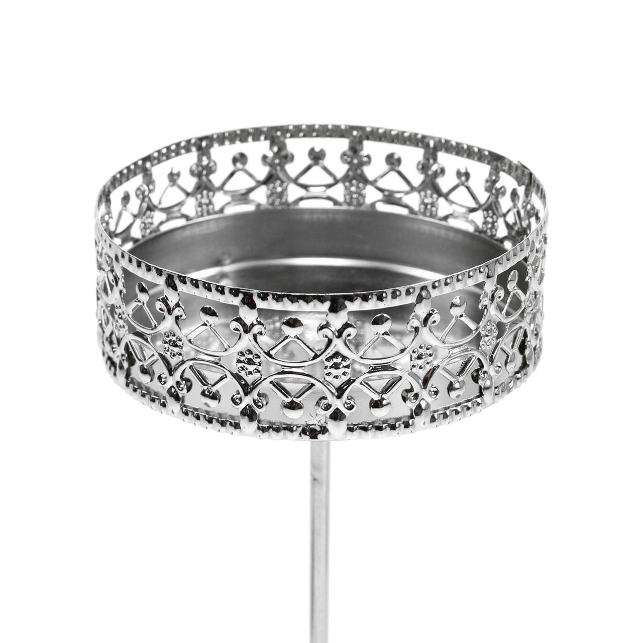Florists Products Kerzenhalter Florale Kerzenhalter Stecken Silber Ø7,4cm H12,5cm 4St Antik, 4 Stück