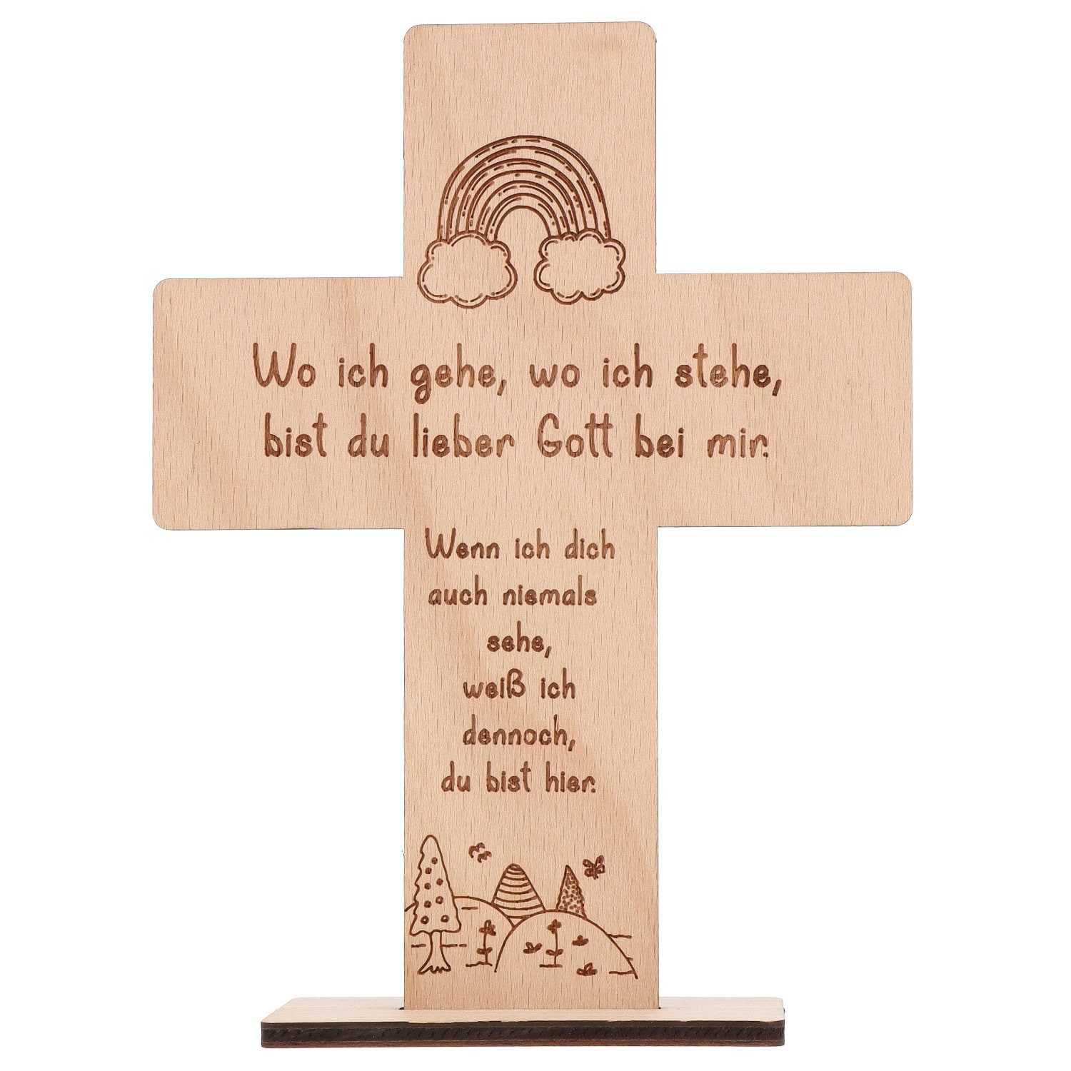 Spruchreif® Dekoobjekt Holzkreuz mit Gravur – Geschenk zur Konfirmation, Kommunion & Taufe