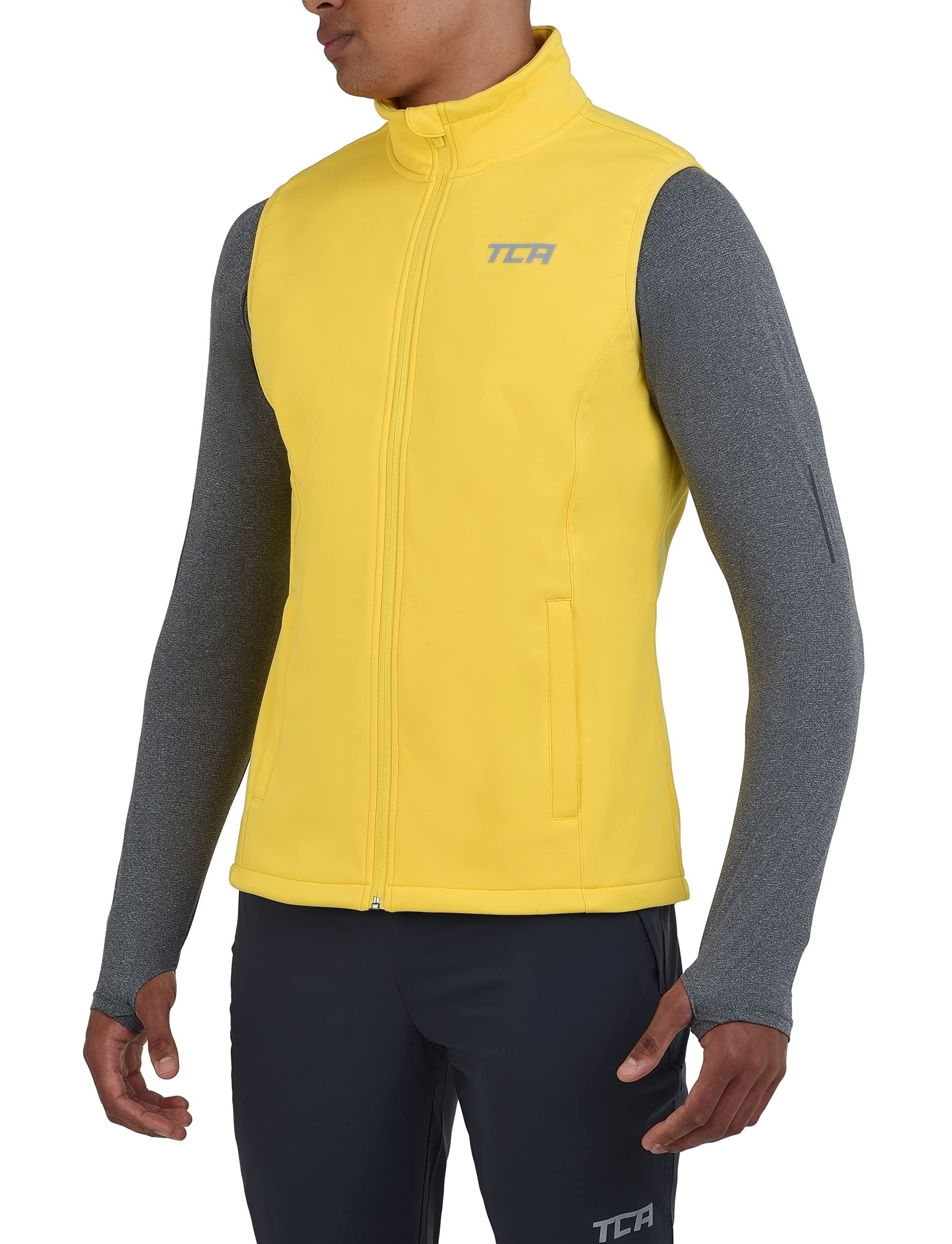 Funktionsweste TCA Herren Flyweight Windweste mit Reißverschlusstaschen - Gelb