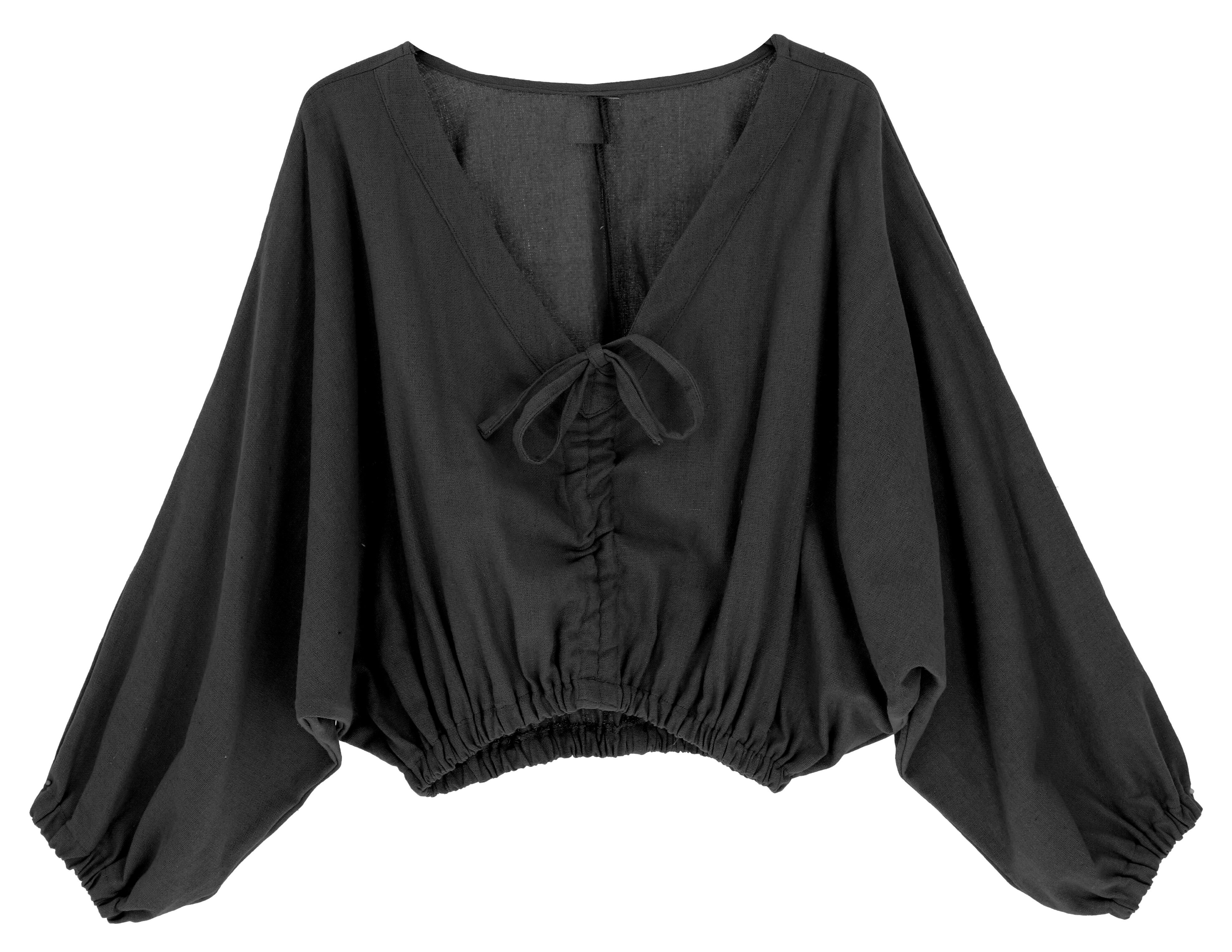 Guru-Shop Longbluse Boho Bluse, oversize Baumwollbluse mit.. alternative Bekleidung