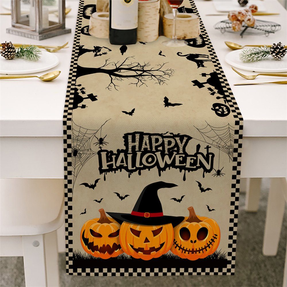 HALWEI Tischläufer Tischdecke Halloween Deko für Halloween Party Dekoration Tischläufer A02