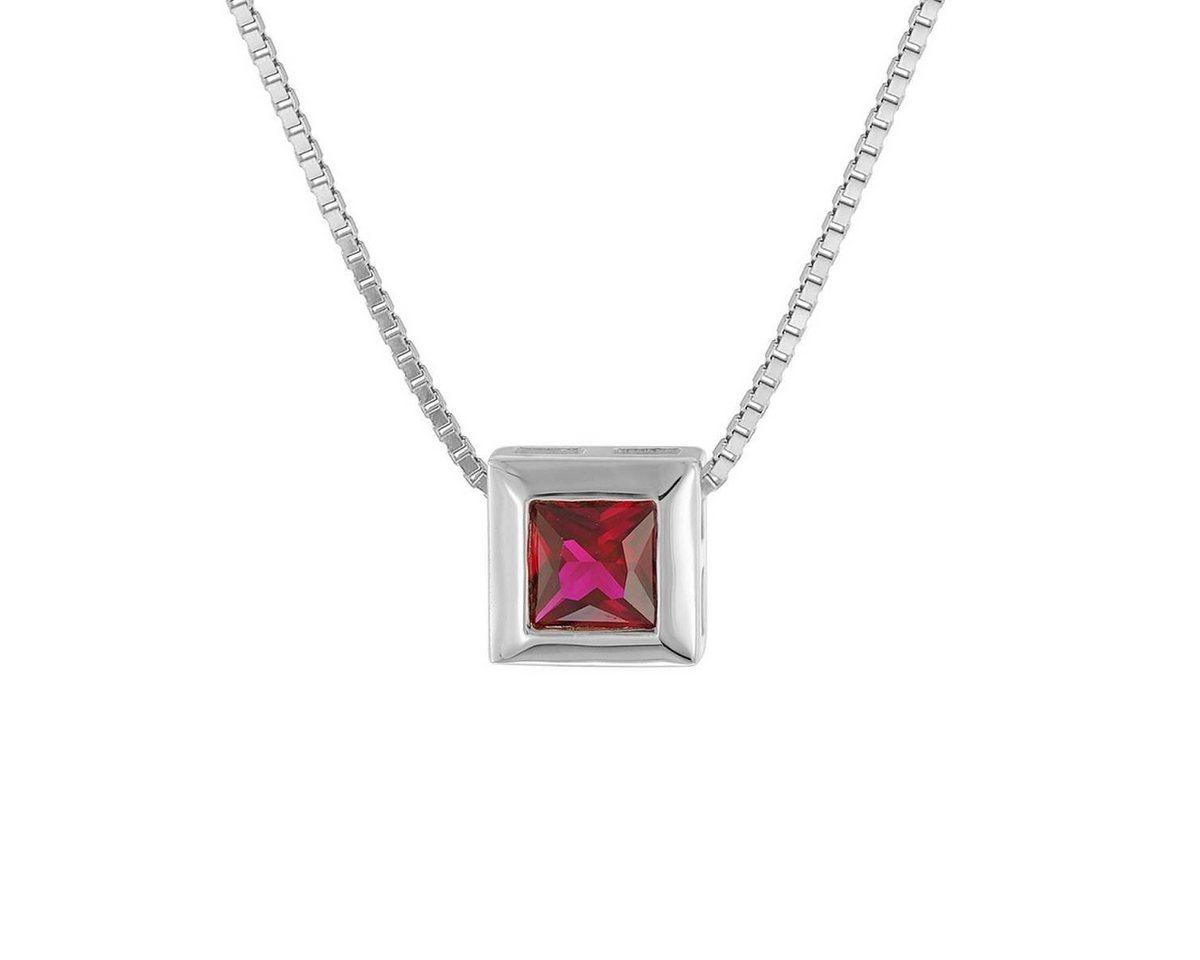 trendor Kette mit Anhänger 51655-07, für Damen 925 Silber mit synth. Granat