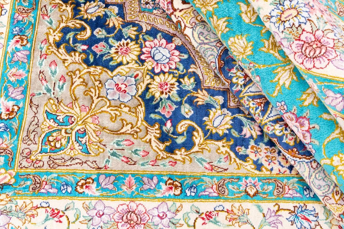 Seidenteppich Ghom Seide Signiert rechteckig, Shirazi Trading, Orientteppich, Höhe: 128x210 mm 3 Nain Handgeknüpfter