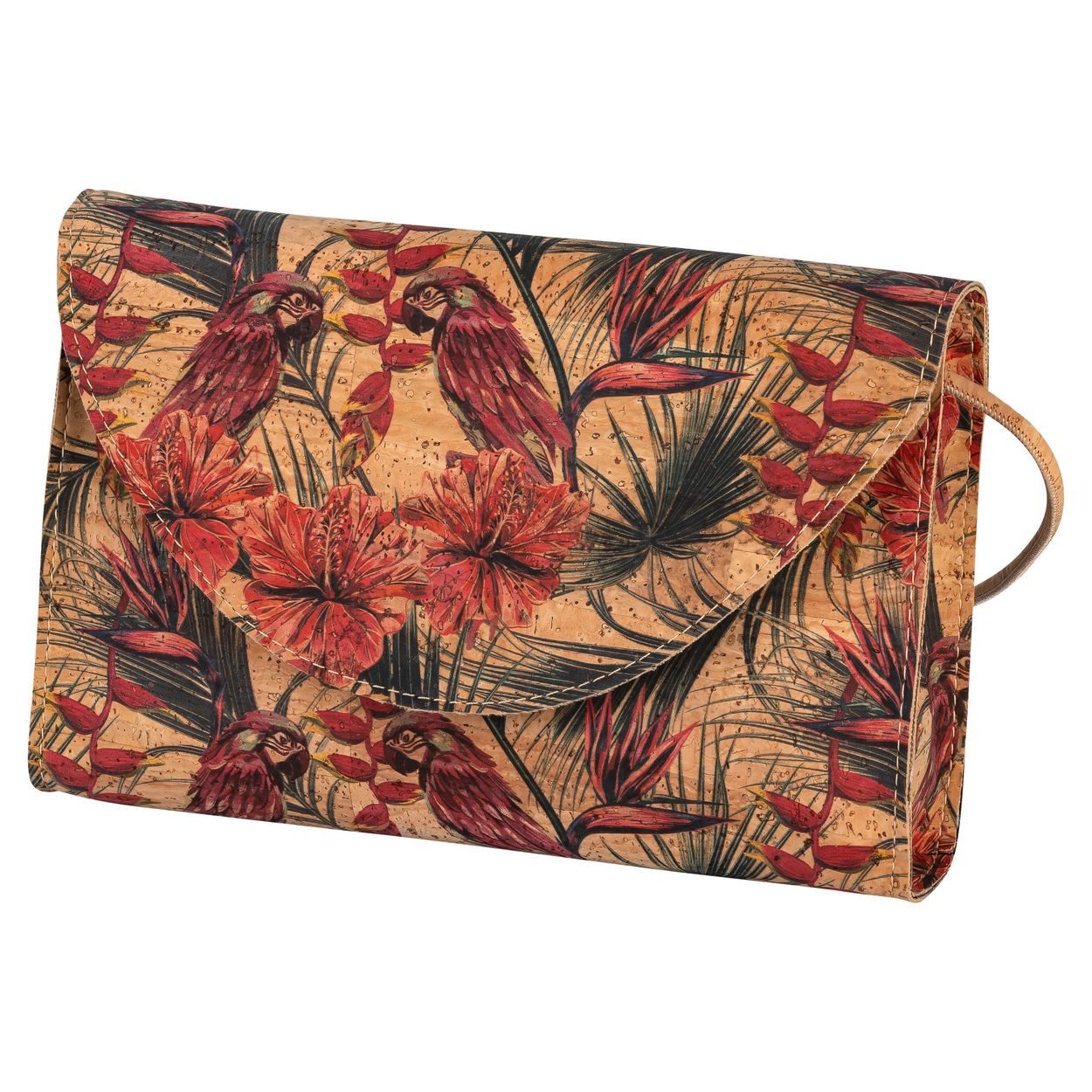 Kork-Deko.de Handtasche Kleine Kork-Clutch „Jungle“ – vegan mit Magnetverschluss & Innentasche