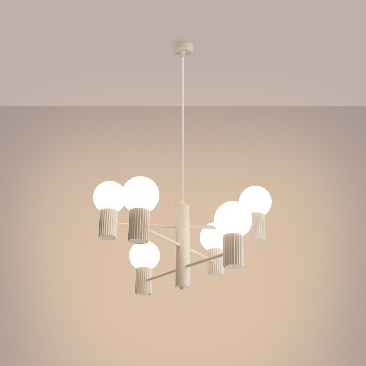 SOLLUX lighting Kronleuchter Kronleuchter Halo 6 Beige, Nicht enthalten
