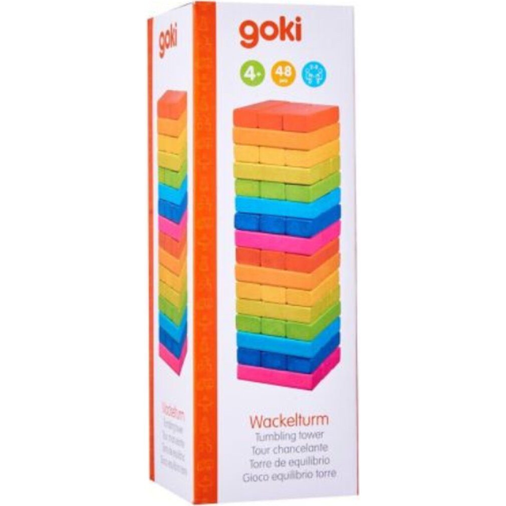 goki Spiel Balancierspiel Holzturm Jenga Regenbogen
