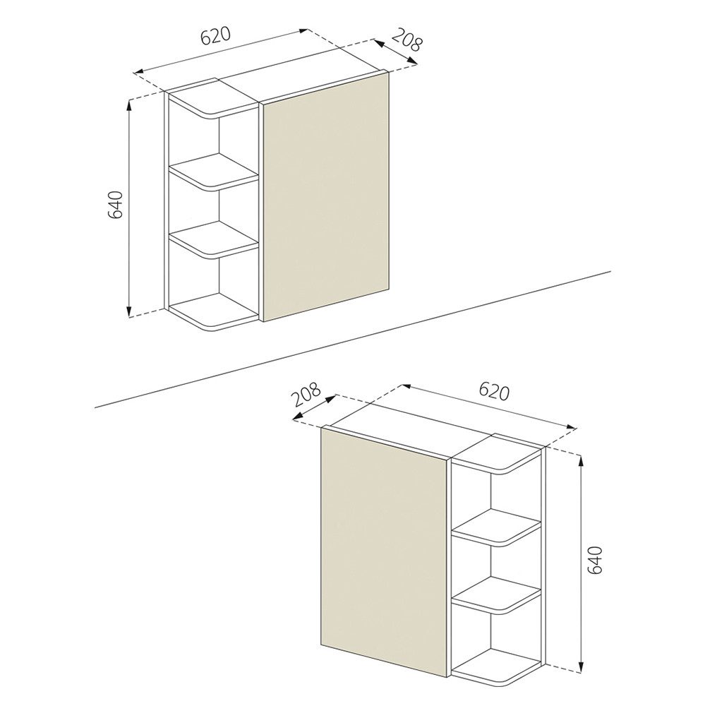 Vicco Badezimmerspiegelschrank Fynn, Anthrazit, 62 x 64 cm (1-St)