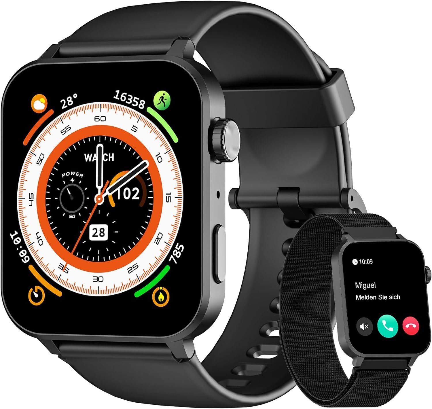 blackview Smartwatch (1,83 Zoll, Android, iOS), Herren Damen,Tätigen und Annehmen von Anrufen, Sportuhr, 300 mAh