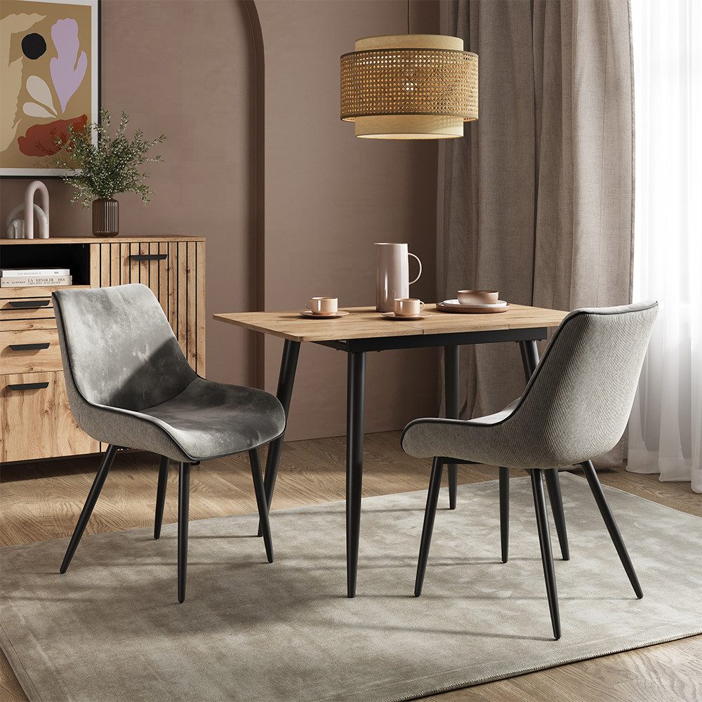 Vicco Esszimmerstuhl Eleganza, Grau, 2er Set günstig online kaufen