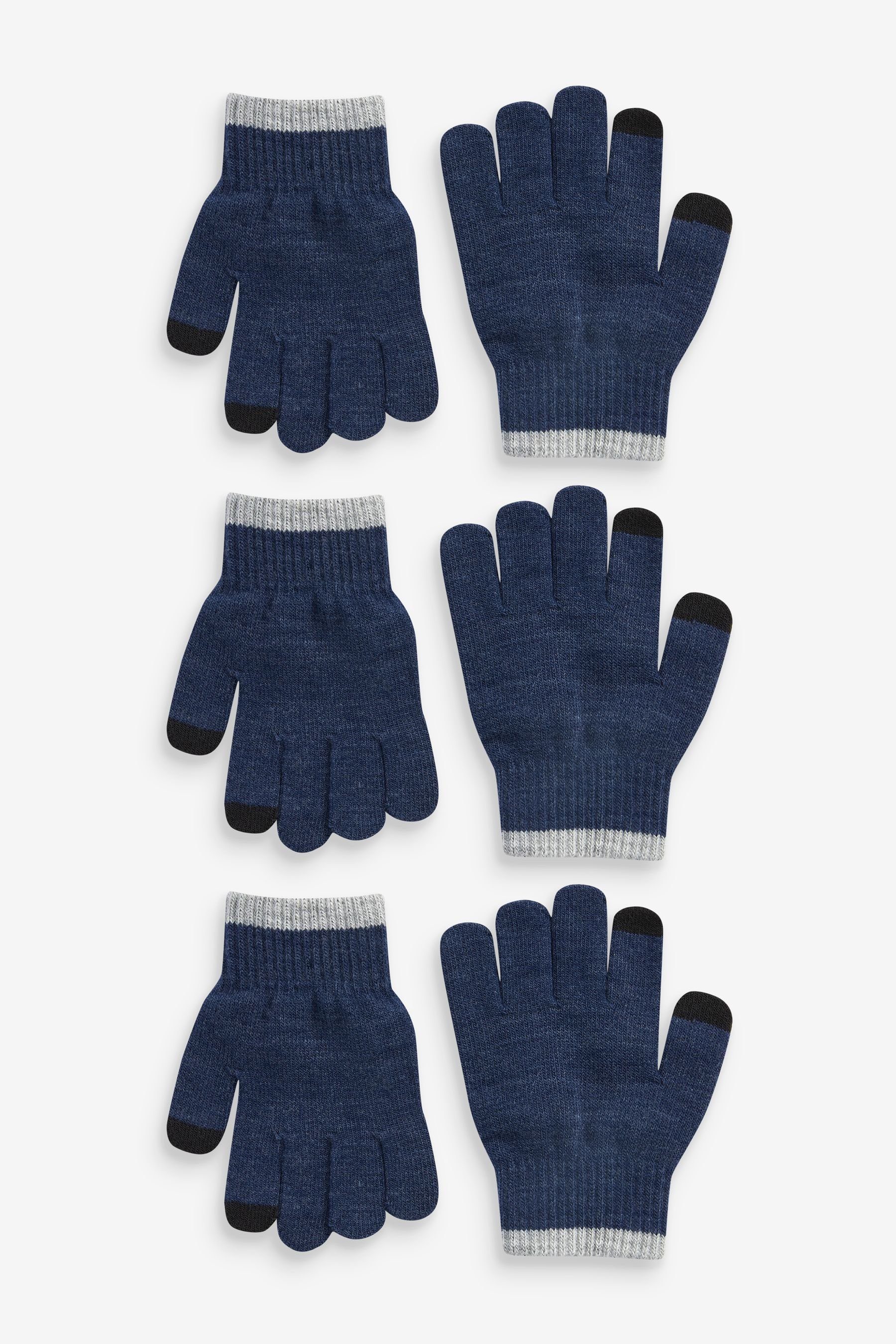 3er-Pack Fingerhandschuhe, Magische Next Strickhandschuhe Navy Blue