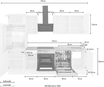OPTIFIT Küchenzeile Parma, ohne E-Geräte, Breite 270 cm