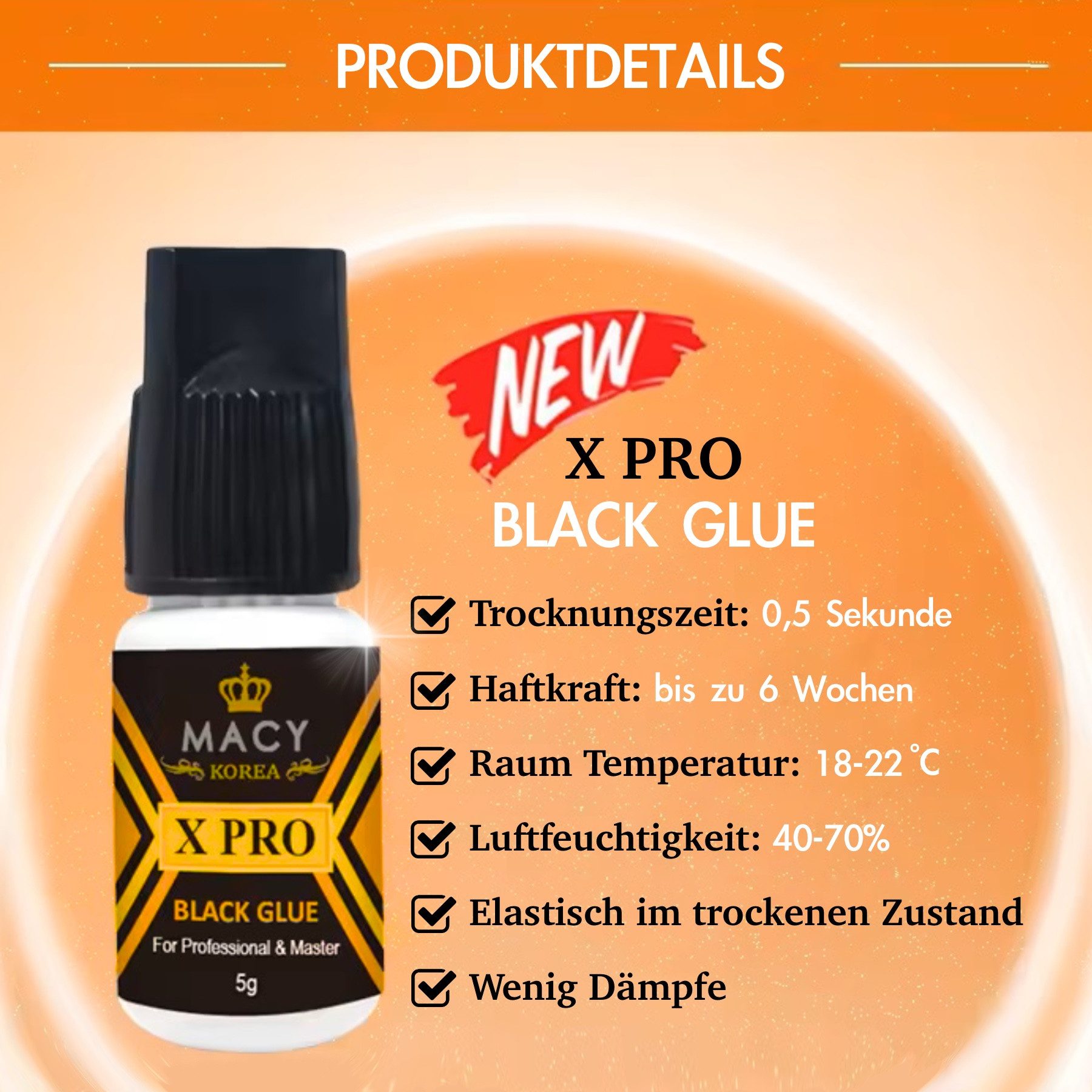 Macy Wimpernkleber für Wimpernverlängerung Eyelash Wimpern Extensions von Korea Macy, (1-tlg)