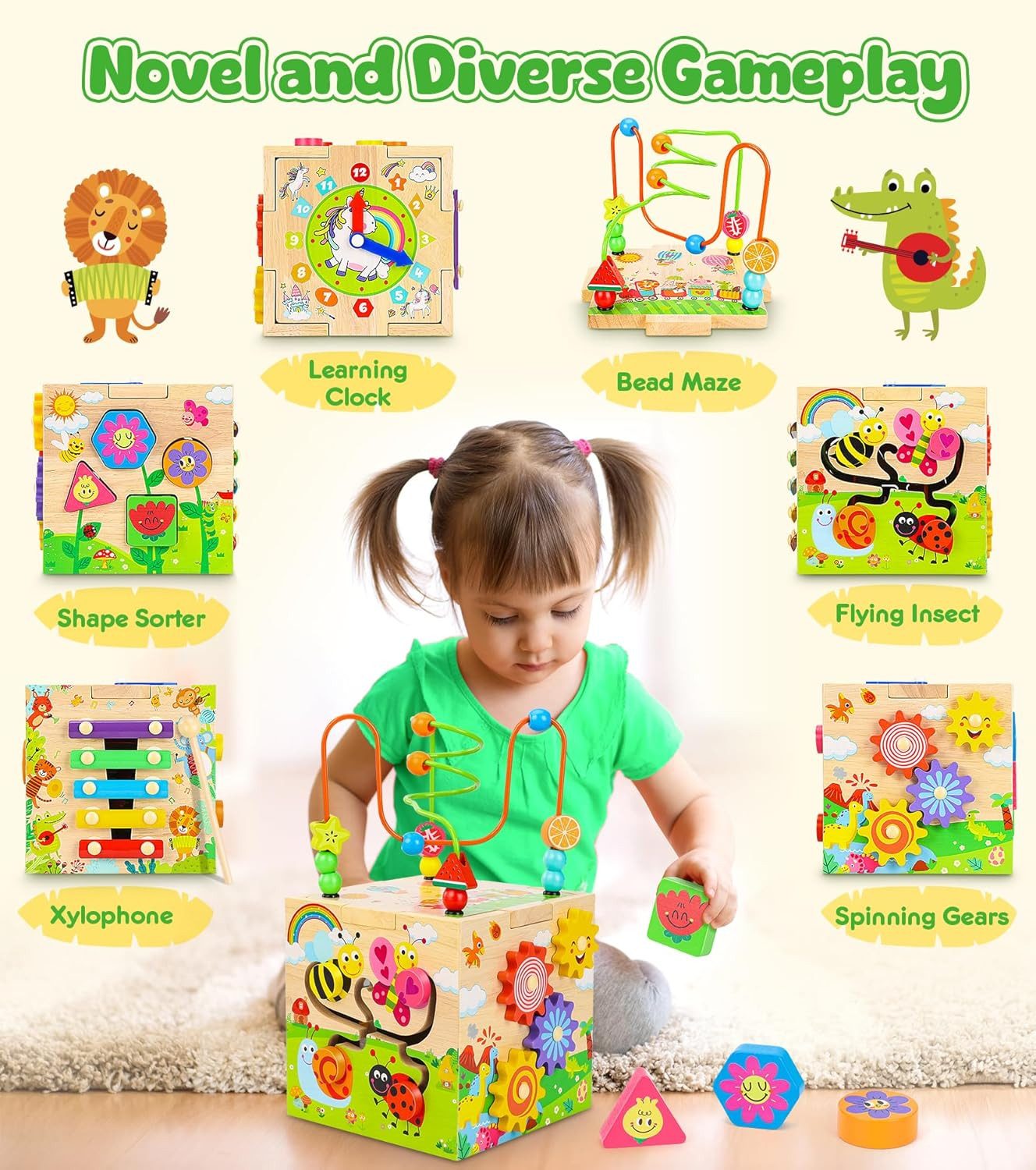POPOLIC Motorikwürfel Motorikspielzeug, Aktivitätswürfel Montessori Baby günstig online kaufen