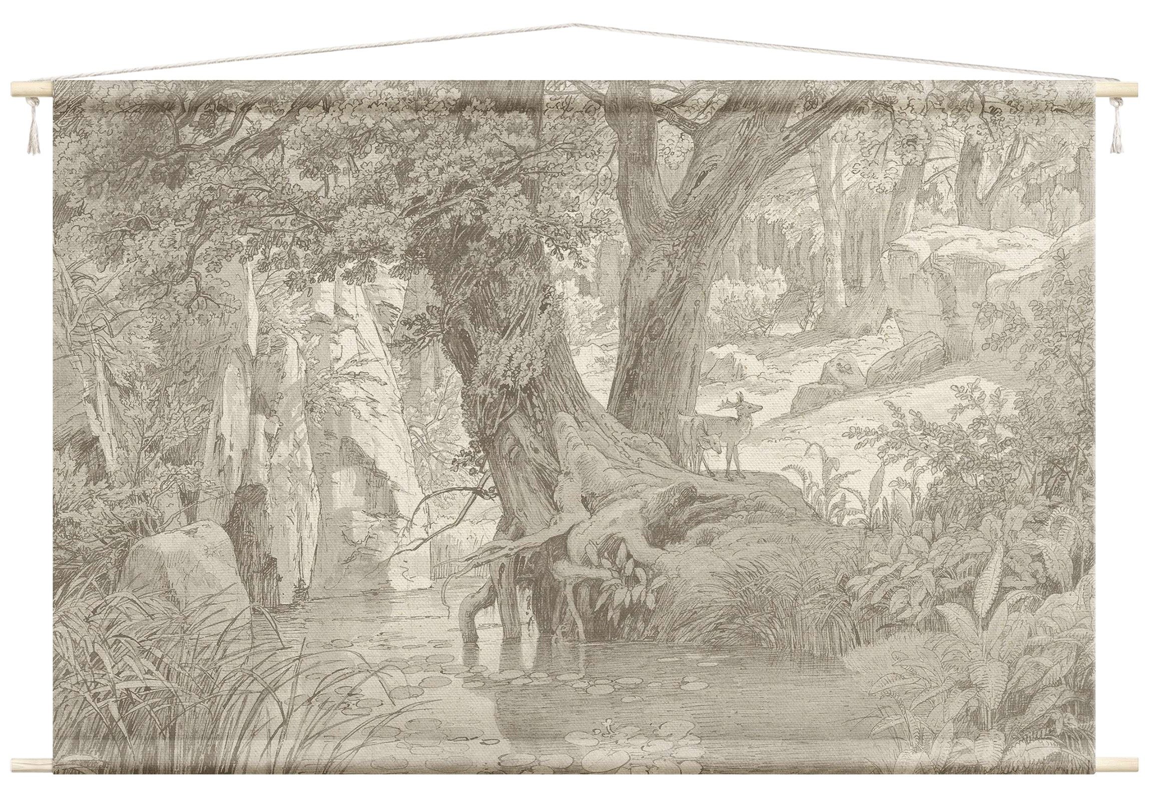 Bilderdepot24 Wandteppich modern Vintage schwarz-weiß grau, rechteckig, Höhe: 2.6 mm, großes Wandbild aus Natur-Baumwolle Wandbehang Stoffbild Tuch Wollseil