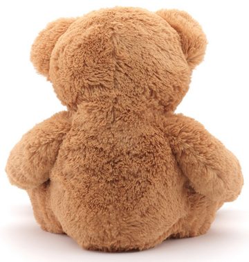 Uni-Toys Kuscheltier Teddy m.Schleife, hellbraun - 36 cm - Plüsch-Bär, Teddybär, Plüschtier, zu 100 % recyceltes Füllmaterial