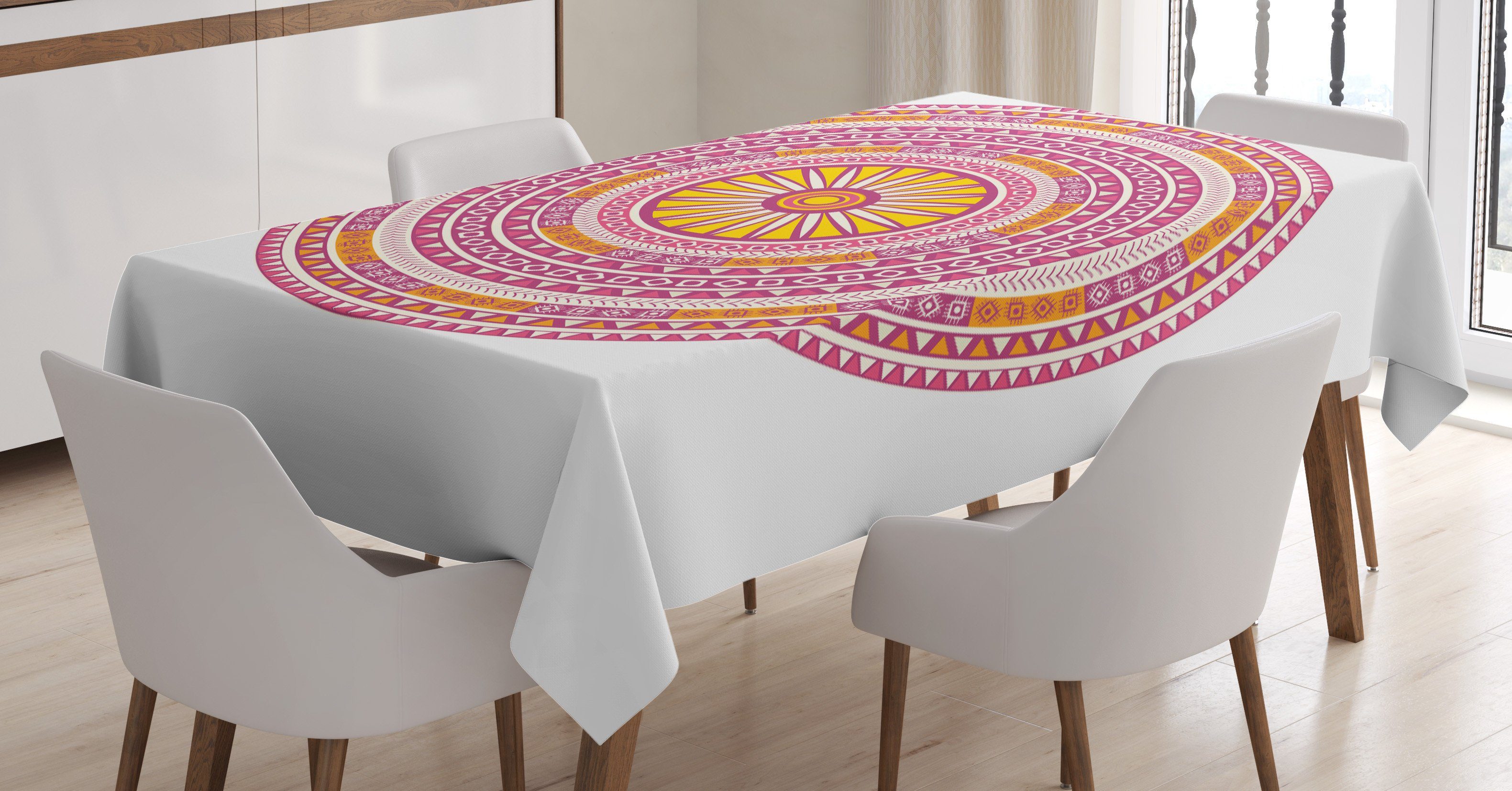 Abakuhaus Tischdecke Farbfest Waschbar Für den Außen Bereich geeignet Klare Farben, Mandala Zusammenfassung Bohemian Medaillon