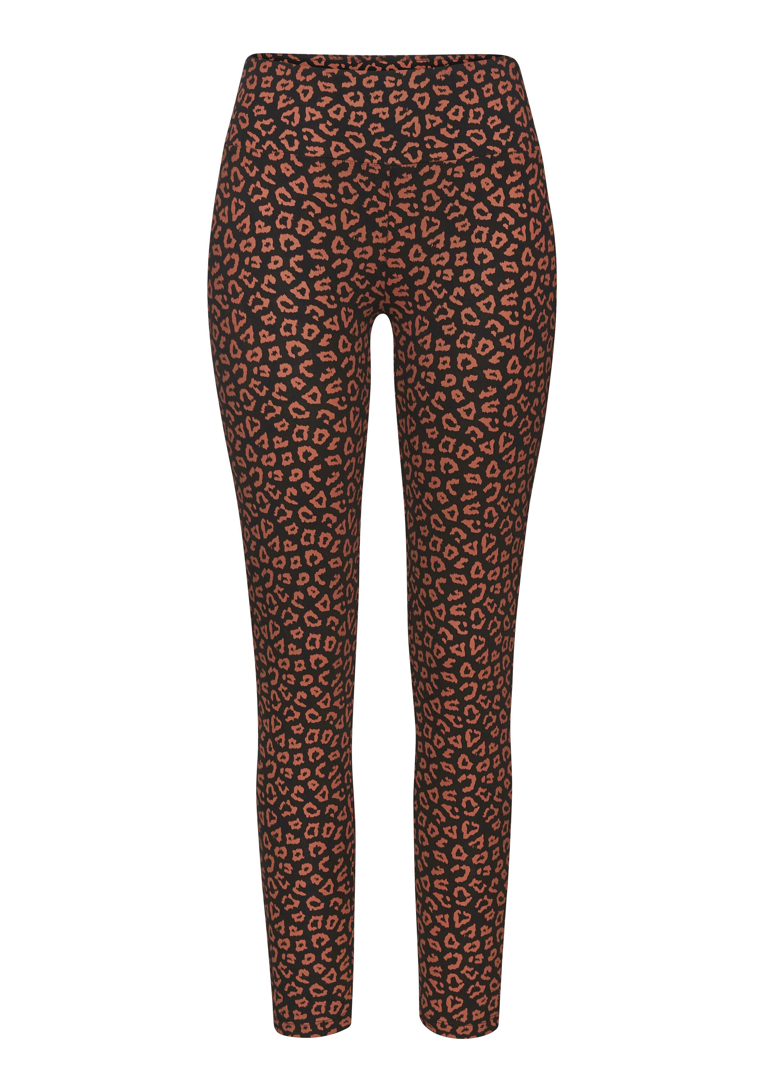 LASCANA Leggings Sweatleggings mit breitem Bündchen im Leo-Print, Loungewear – Bild 2 von 5