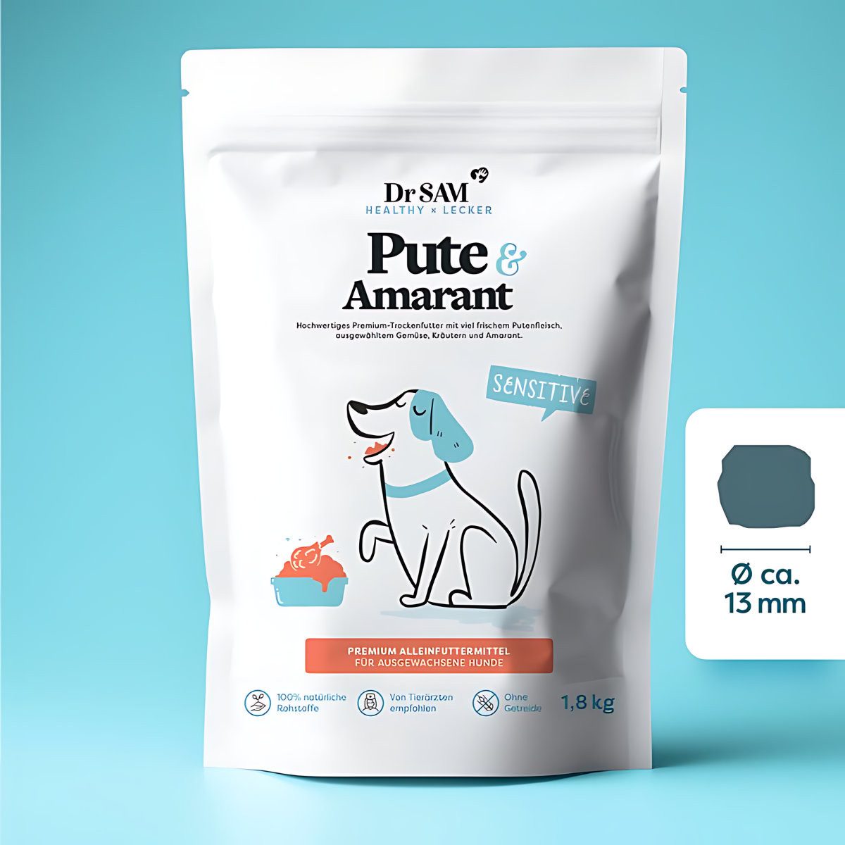 Dr. SAM Pute & Amarant 1,8 kg, Trockenfutter für: Hund