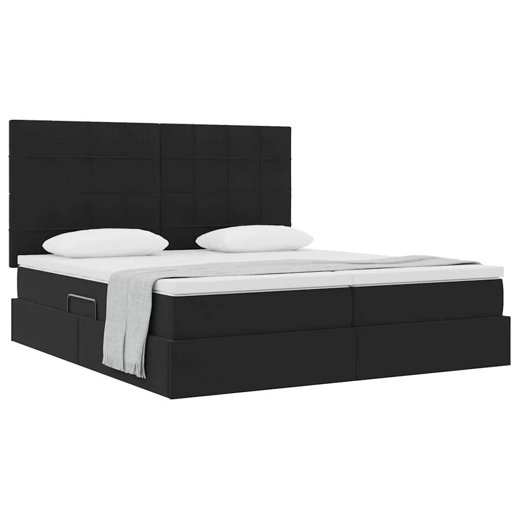 furnicato Stauraumbett Aufbewahrungsbett mit Matratze 180 x 200 cm Schwarz (1-tlg), Hydraulischer Lift-Mechanismus Boxspringbett mit viel Stauraum