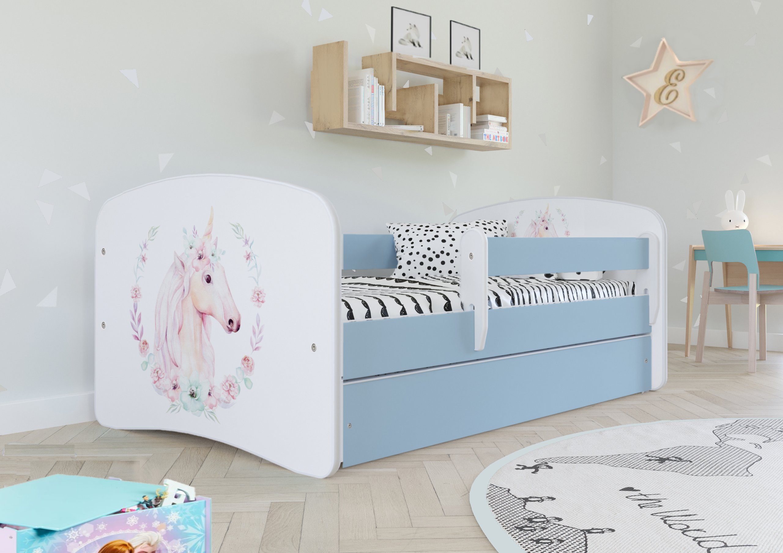 Bjird Kinderbett Babydream 180x80 cm 160x80 cm 140x70 cm (optional mit Matratze, mit Schublade Rausfallschutz und Lattenrost), verschieden Farben und Varianten für Mädchen und Jungen