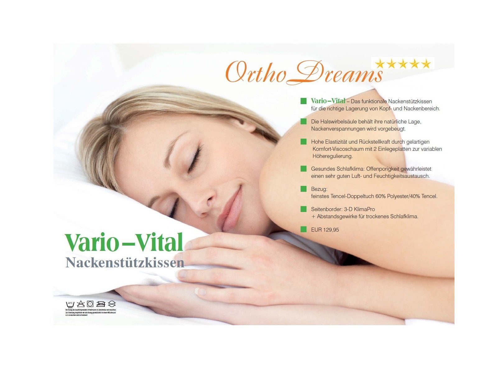 Betten Traumland Nackenstützkissen Visco Gelschaum Nackenkissen vario vital Ortho Dreams one fits all, einstellbare Nackenkissen für die richtige Positionierung