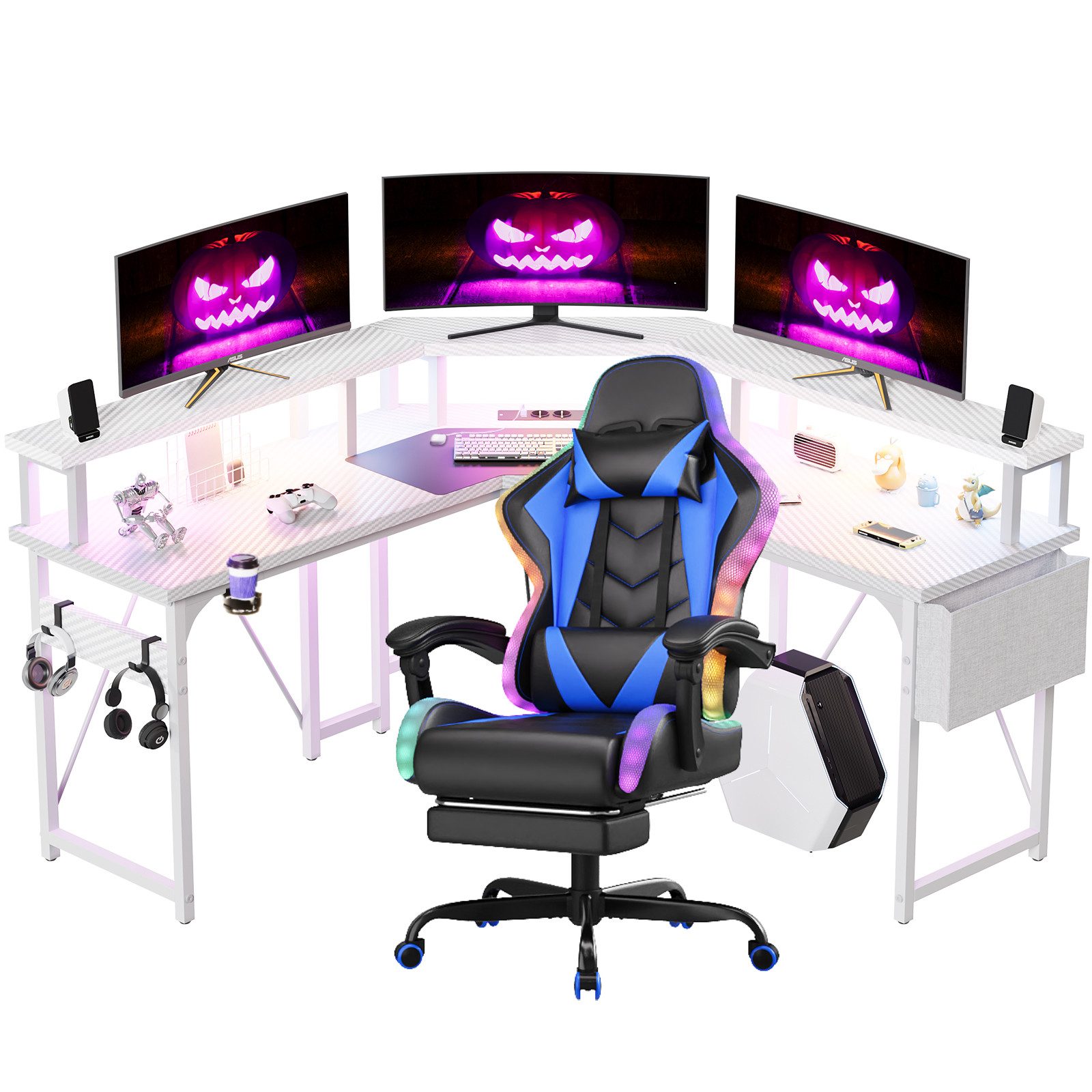 HOMALL Gaming-Stuhl LED Gaming Chair,Massage,Bürostuhl,Gaming Stuhl günstig online kaufen