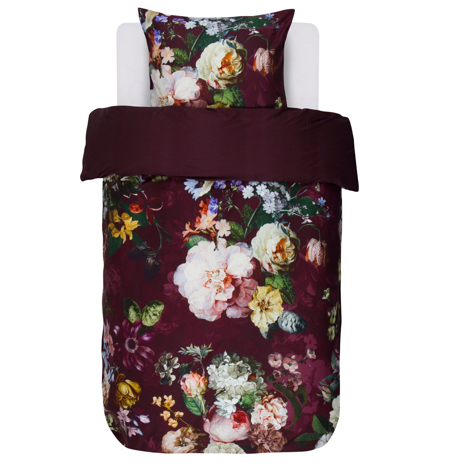 Essenza Bettwäsche Fleur Burgundy Satin, Satin, 2 teilig, Rosen, Lilien, Da günstig online kaufen