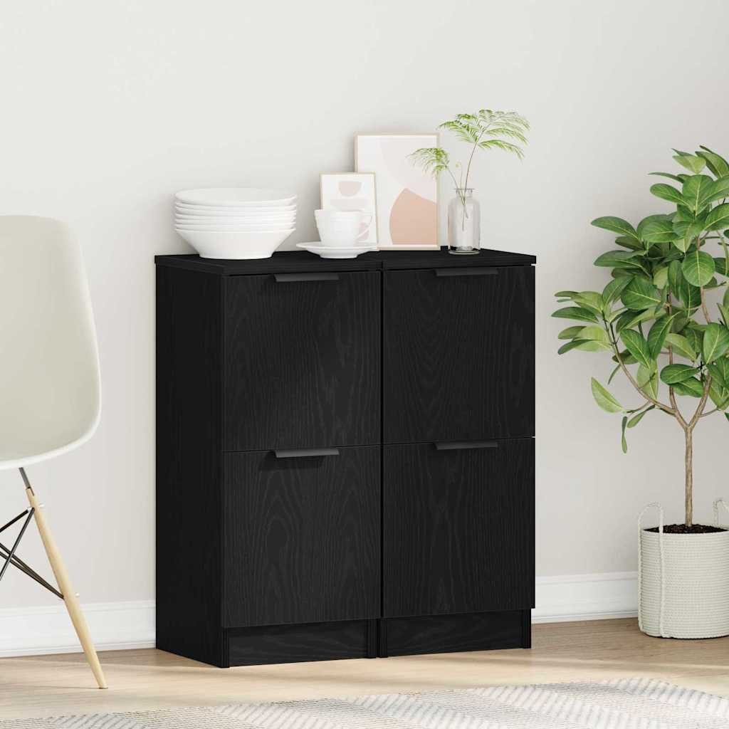 vidaXL Sideboard Sideboard 2 stk. Schwarz Eichen-Optik 30 x 30 x 70 cm (2 St)