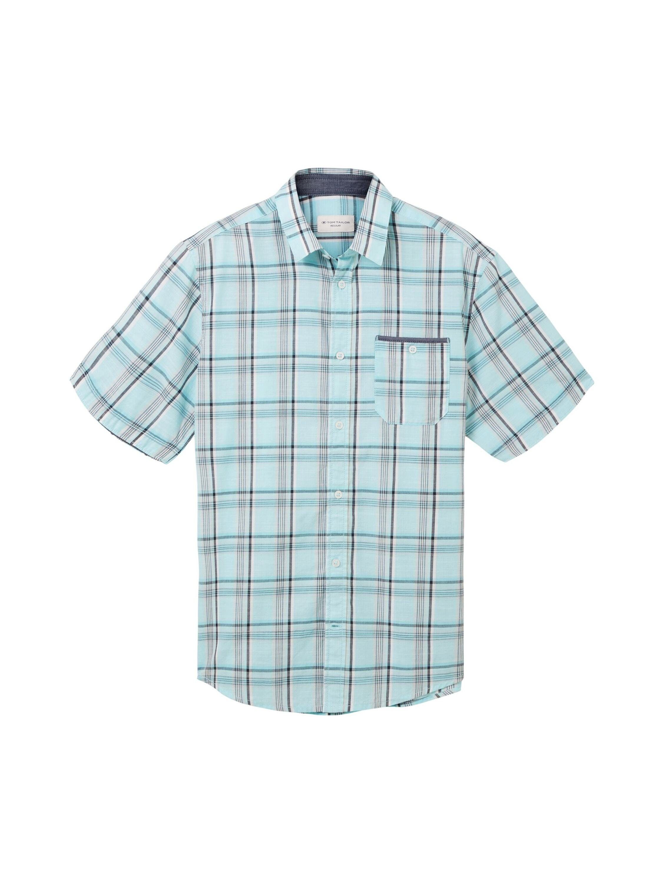 TOM TAILOR Kurzarmhemd (1-tlg) turquoise colorful check