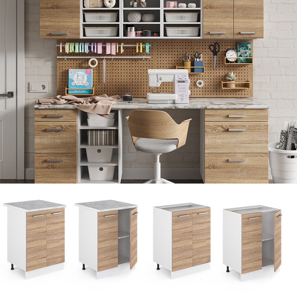 Vicco Schranksystem R-Line, Sonoma/Weiß, 60 cm günstig online kaufen