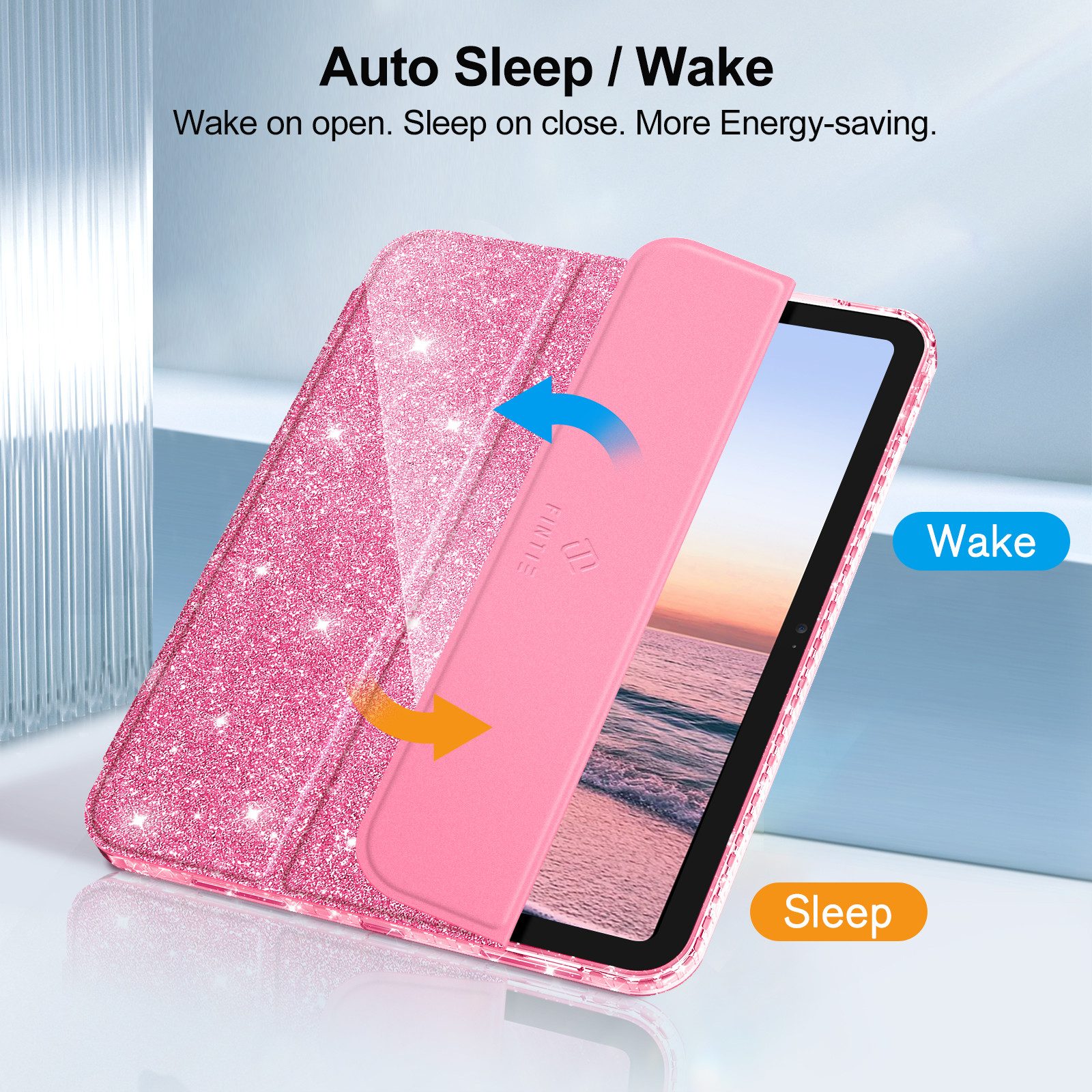 Fintie Tablet-Hülle für iPad 11 Generation 11 Zoll 2025(A16), iPad 10 Generation 2022, mit Stifthalter, Glitzernde Stoßfeste Case mit Glänzende Rückseite