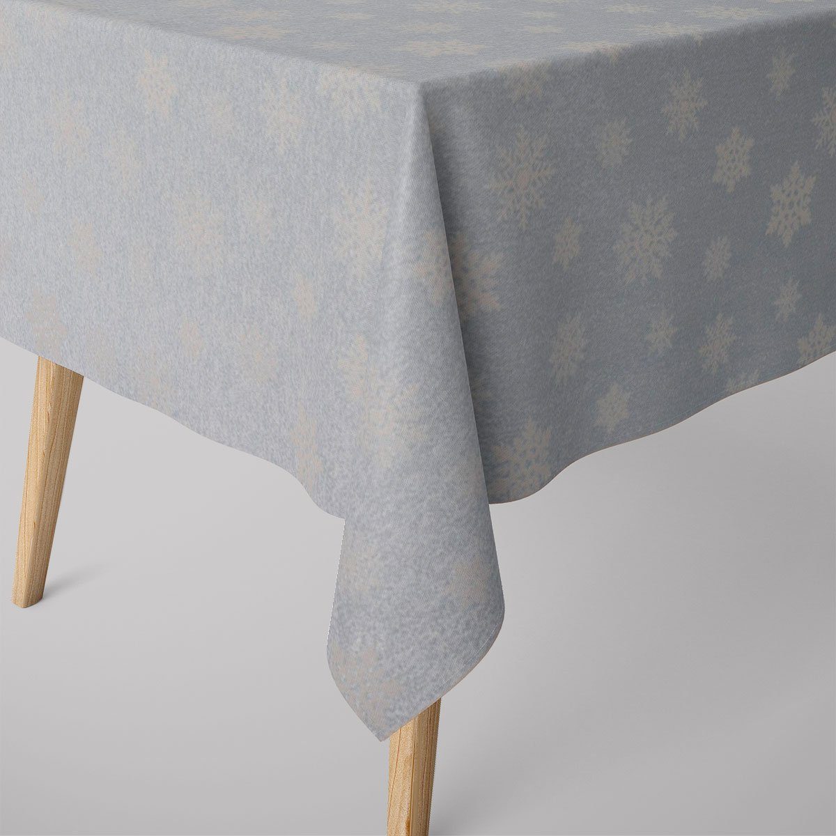 SCHÖNER LEBEN. Tischdecke SCHÖNER LEBEN. Tischdecke Eiskristalle hellblau silber beige, handmade | Tischdecken