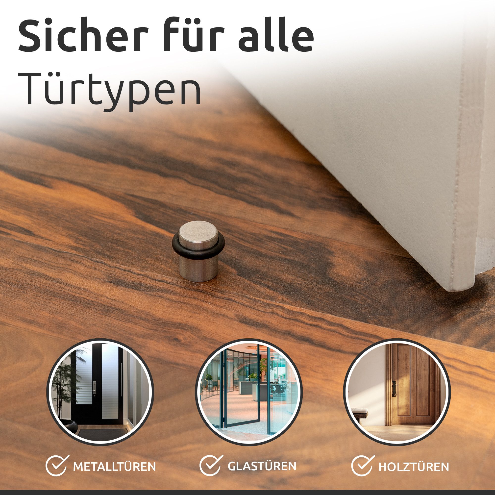 ECENCE Bodentürstopper Türstopper Boden zum Schrauben 2x Türaufhalter