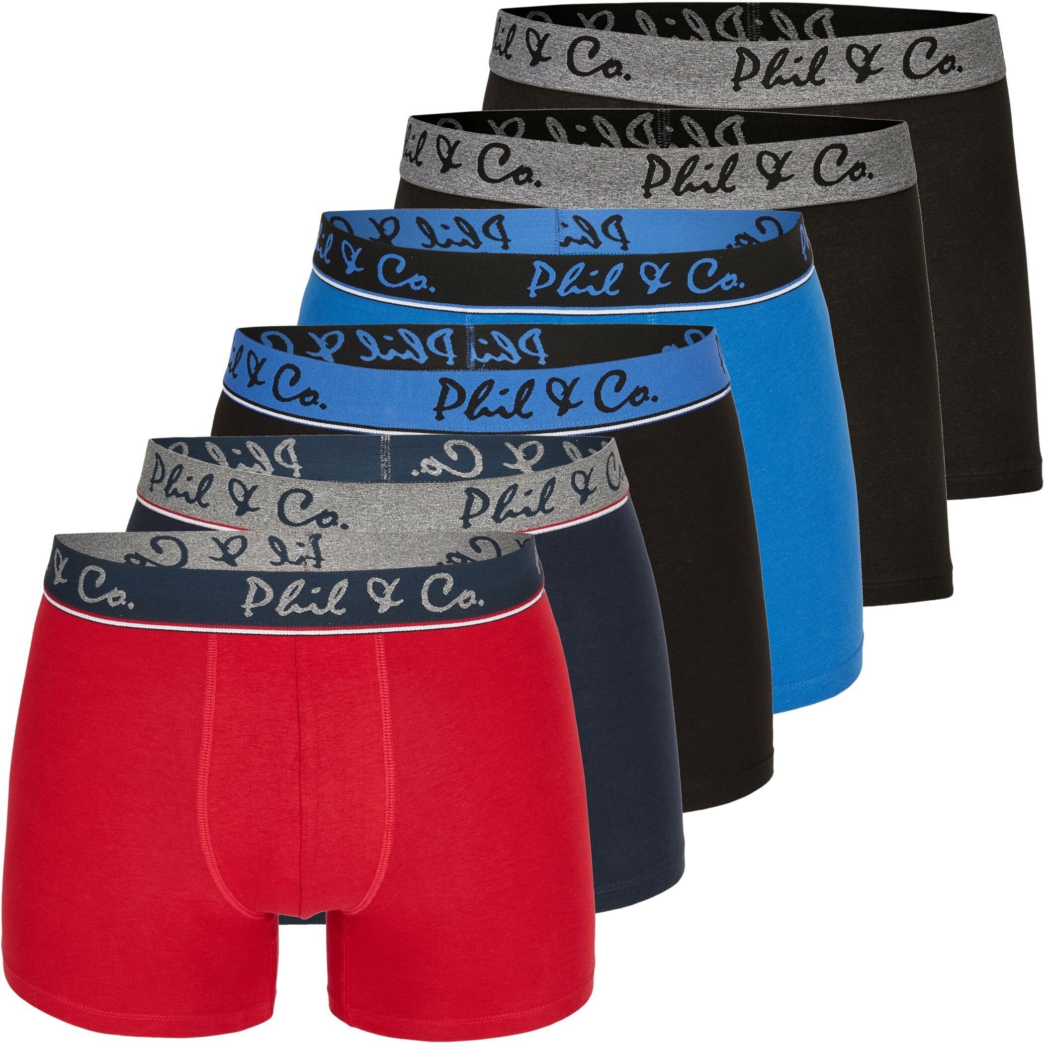 Phil & Co. Boxershorts 6er Pack Phil & Co Berlin Jersey Boxershorts Trunk Short Pant FARBWAHL (1-St) DESIGN 13