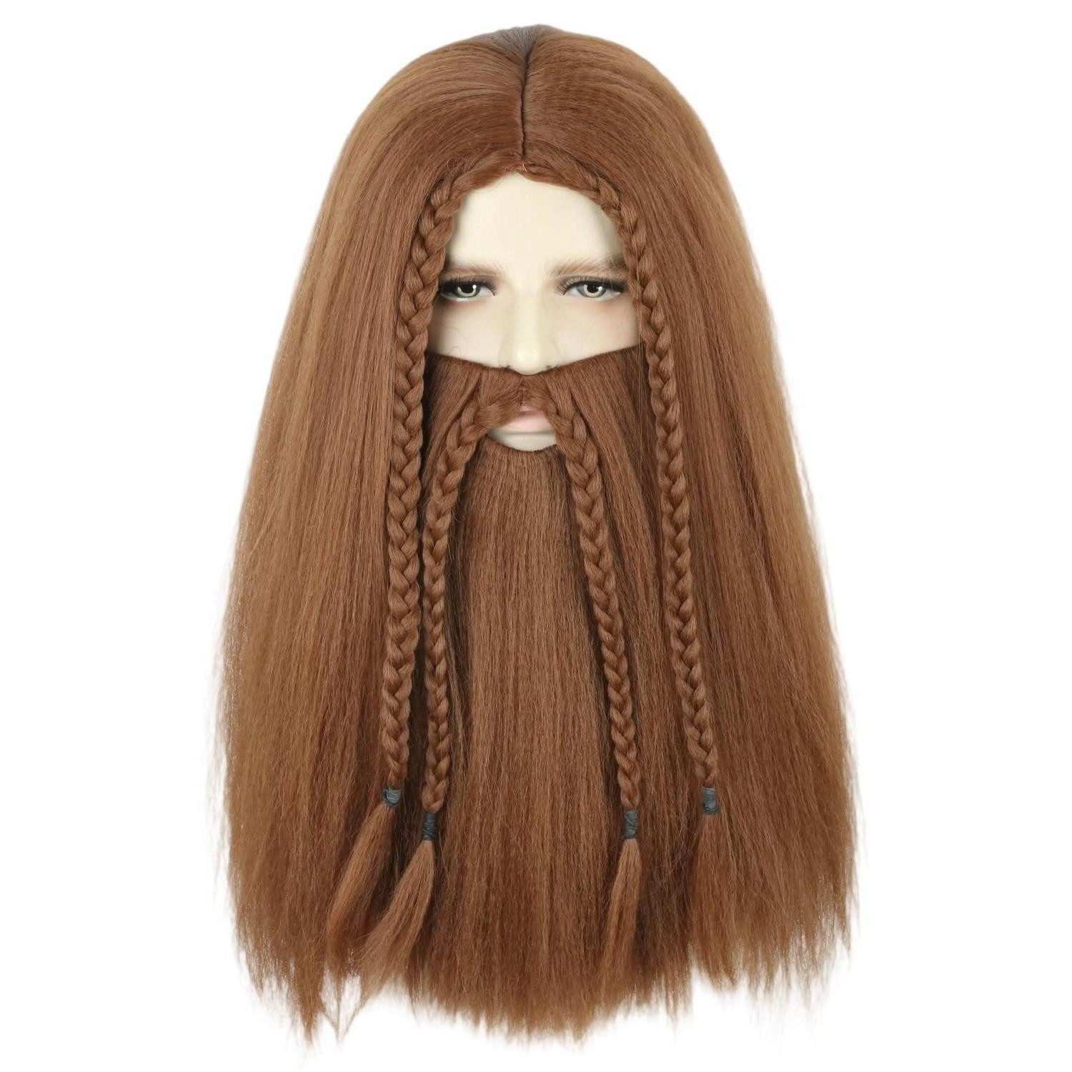 LuxusKollektion Wikinger-Kostüm Perücke Herren Wikinger Bart Set Cosplay Kostüm Hellbraun Nr 30