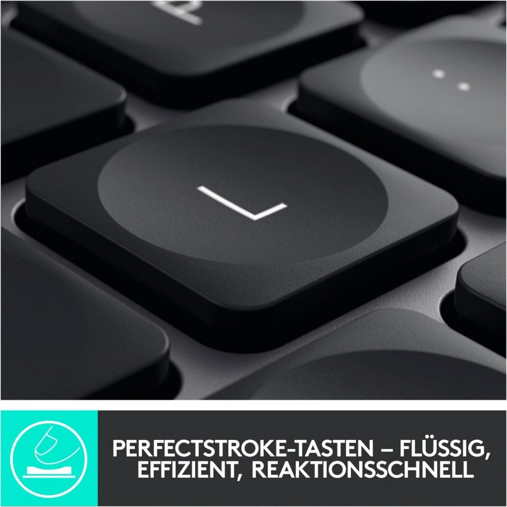 Logitech Logitech MX Keys für Mac Bluetooth Tastatur grau Ultra-Slim-Bluetooth-Tastatur (Hintergrundbeleuchtung passt sich an)