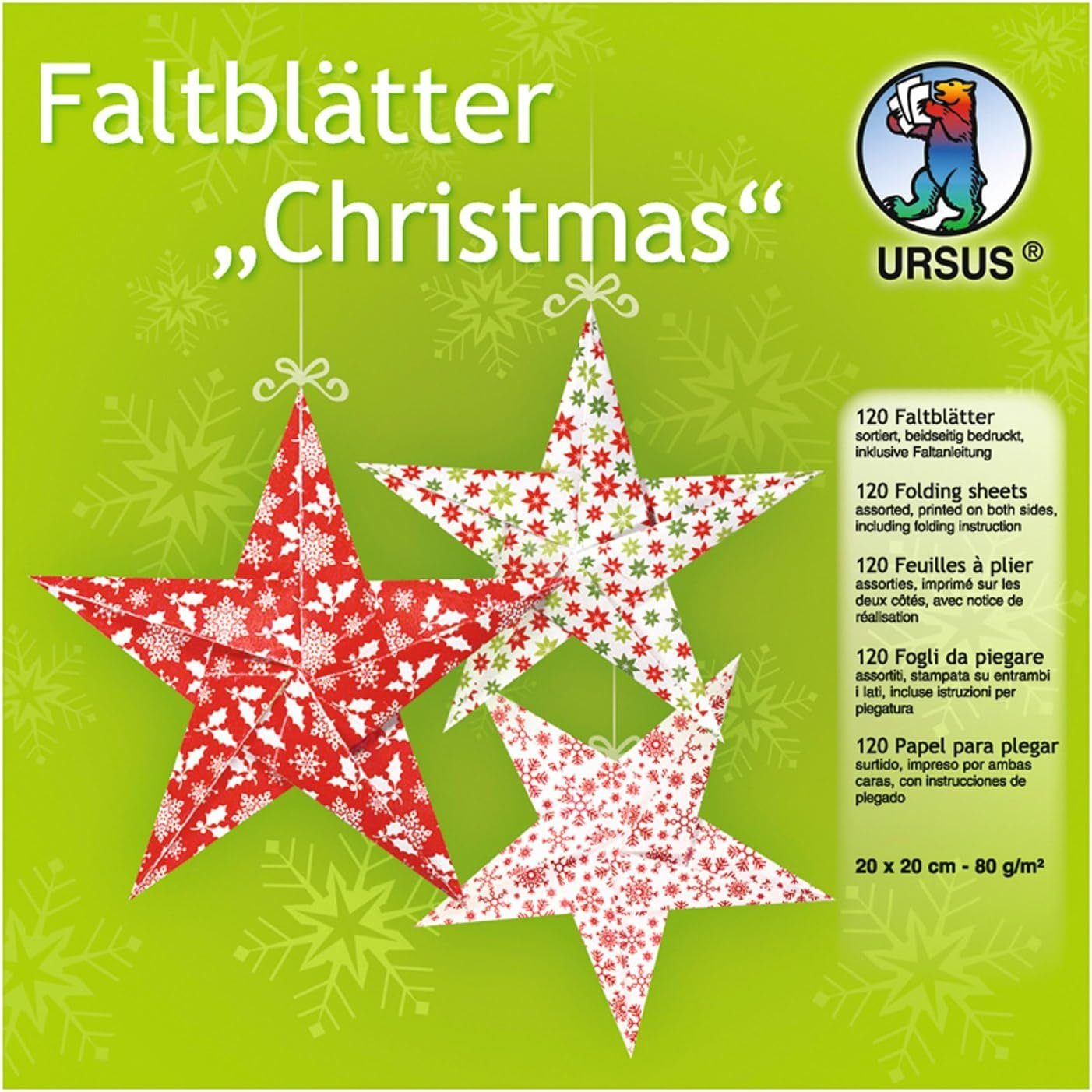 Ursus - Ludwig Bähr Papiersterne URSUS Faltblätter Christmas 20x20cm