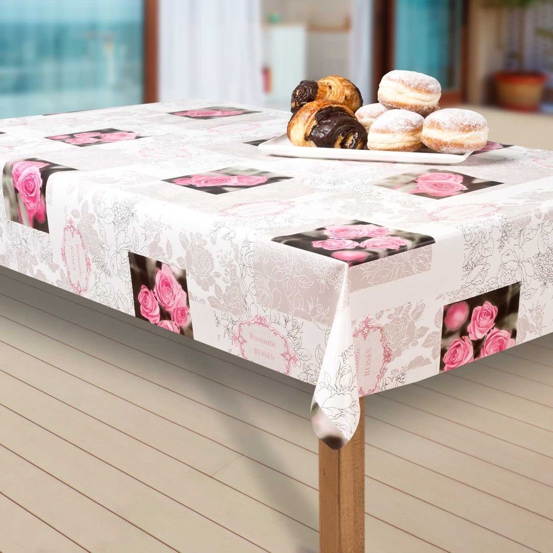 laro Tischdecke Wachstuch-Tischdecken Abwaschbar Blumen. Rosa. günstig online kaufen