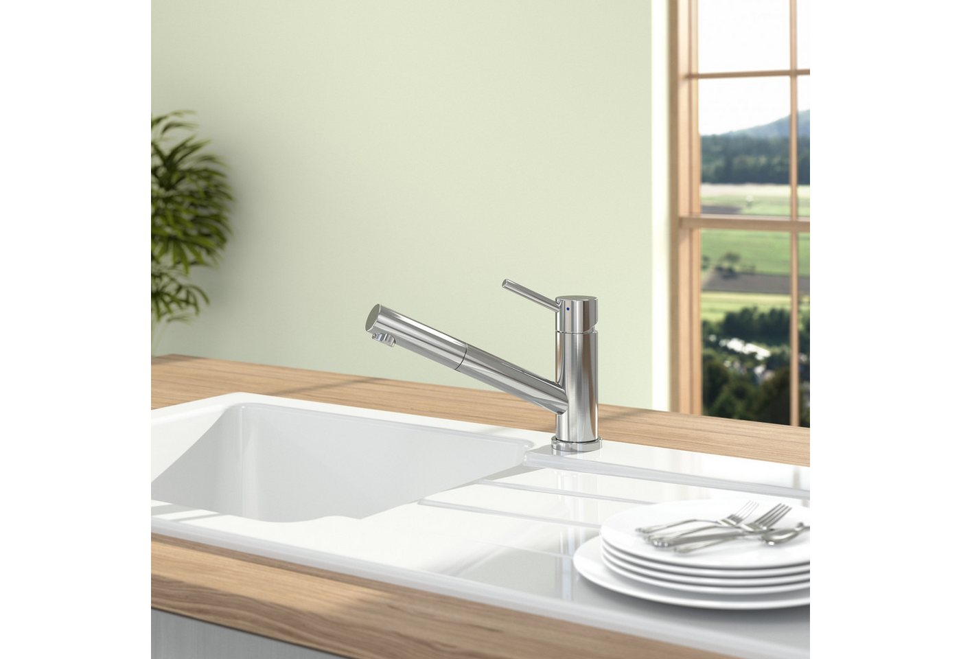 Thumbnail - Villeroy & Boch Küchenarmatur Armatur Wasserhahn Como Shower 925200LE Edelstahl poliert Hochdruck