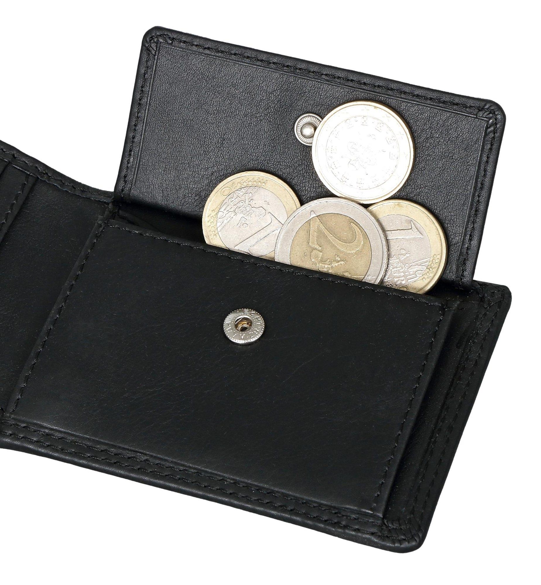 Mini Modell Schwarz Bear Mini 4 mit und Echtleder, Nappa Kartenfächern 8006-B Brown - Farbe Schwarz Portemonnaie RFID-Schutz aus Geldbörse