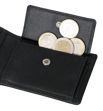 Brown Bear Mini Geldbörse Modell 8006-B - Mini Portemonnaie aus Echtleder, mit 4 Kartenfächern und RFID-Schutz Farbe Schwarz