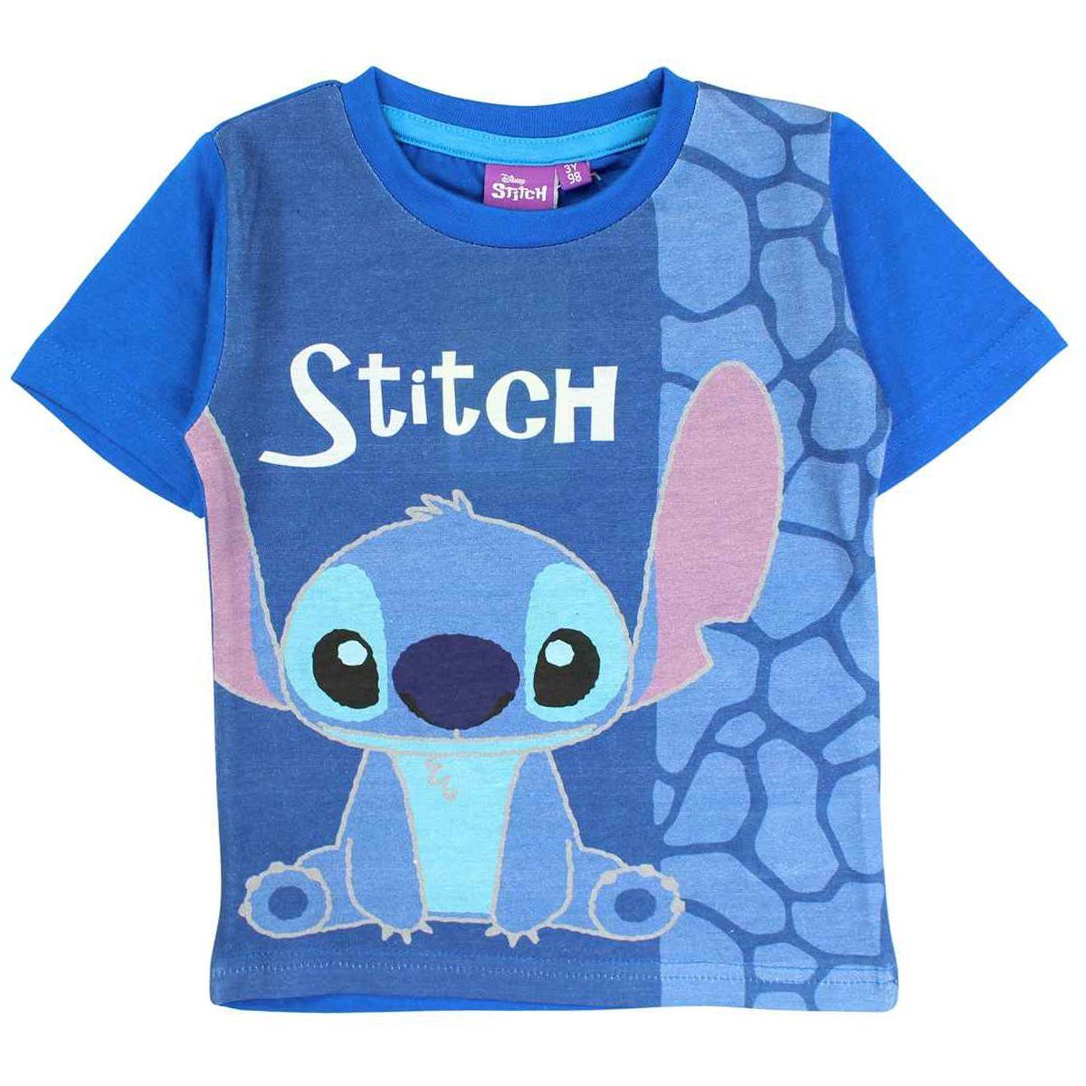 Lilo & Stitch T-Shirt Stitch Jungen Kurzarmshirt aus Baumwolle Gr. 98 - 128 cm Blau