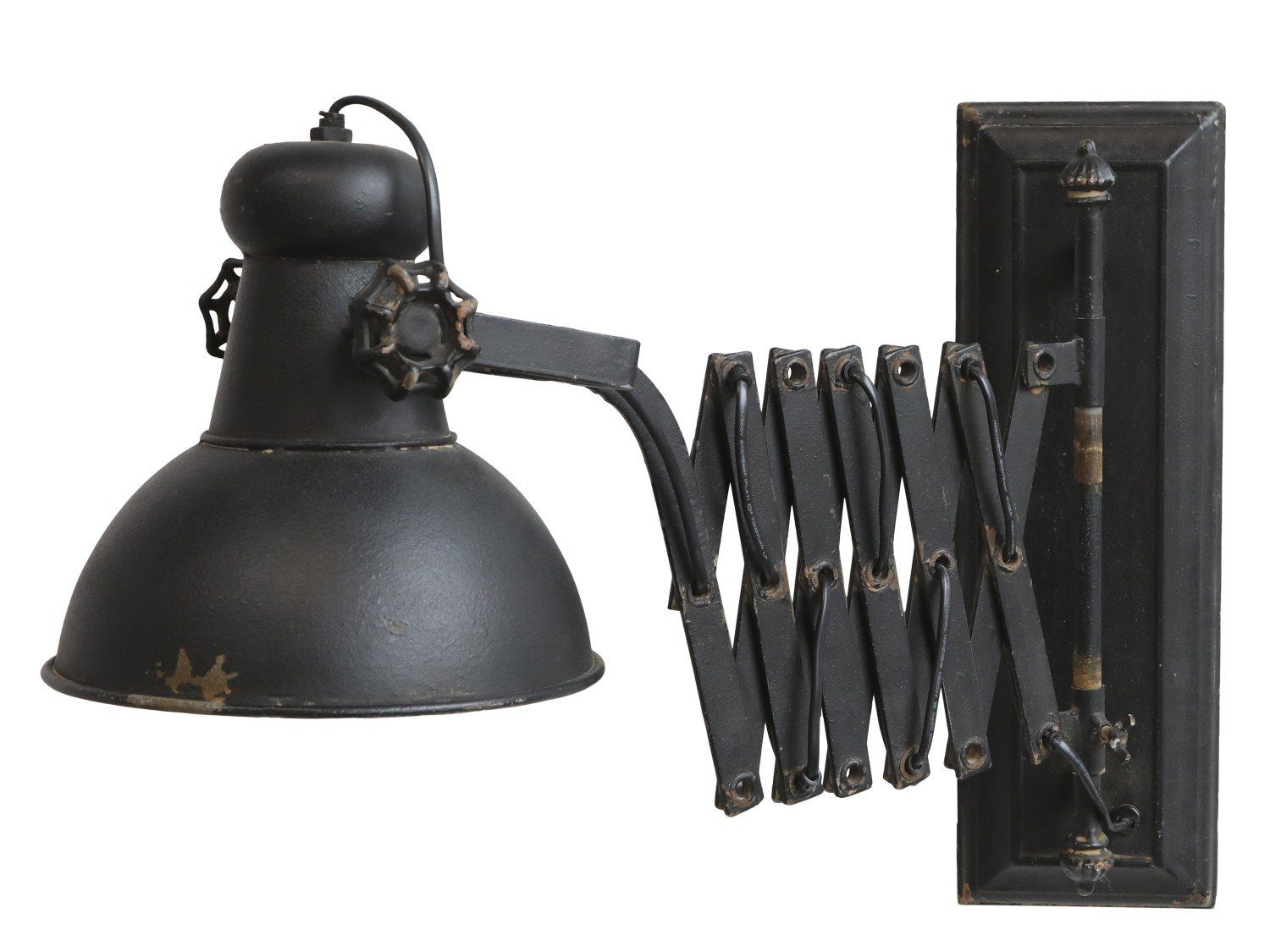 Chic Antique Wandleuchte Factory Wand Lampe L45-105 cm schwarz für die antique